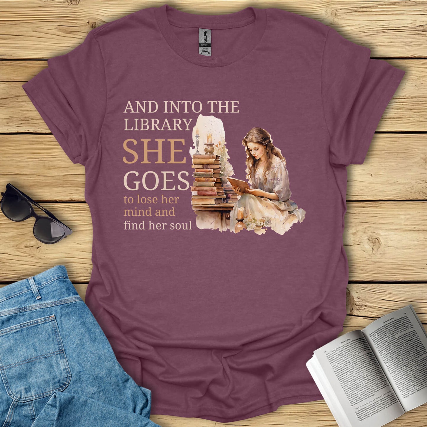 And Into The Library She Goes T-Shirt