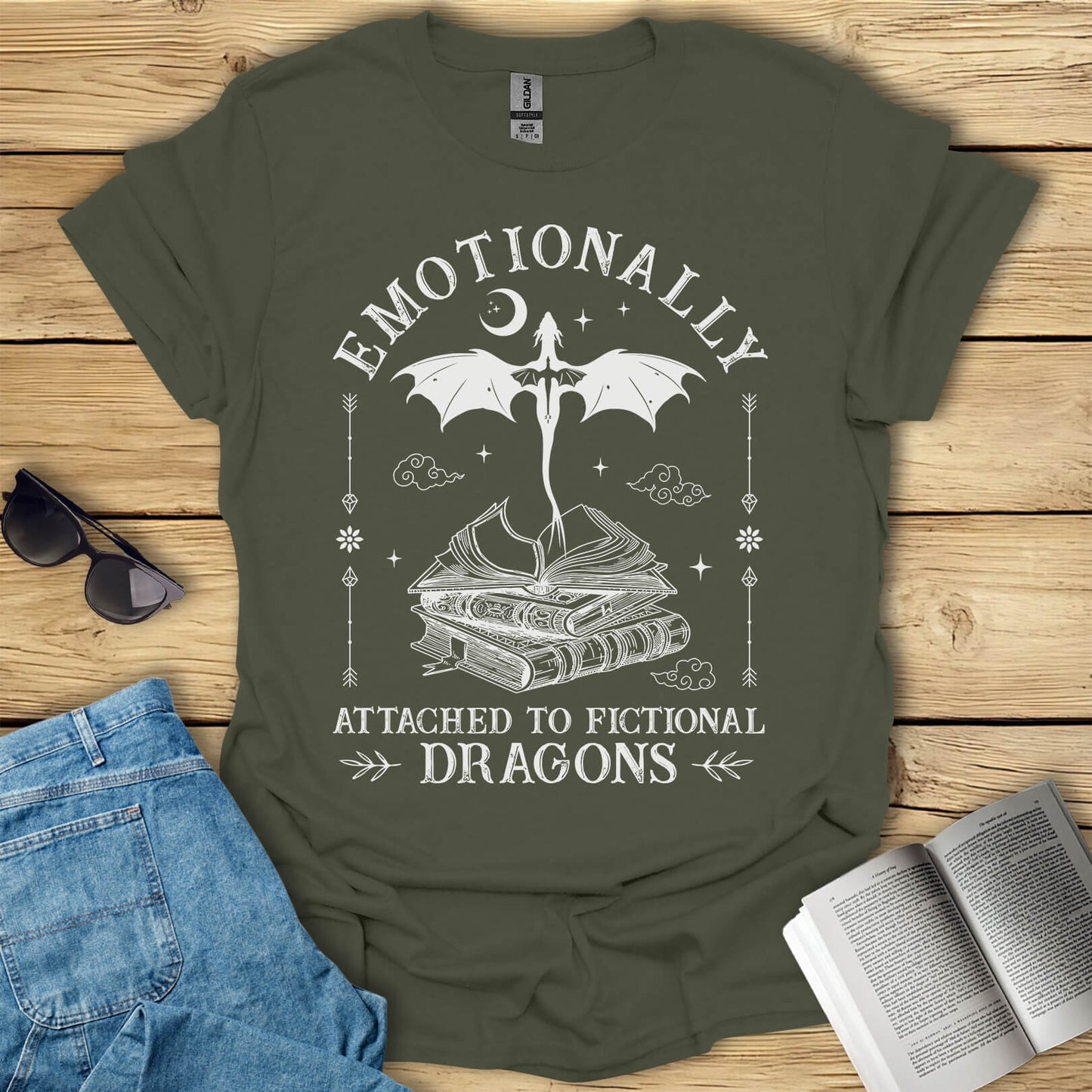 Emotionally Attached To Fictional Dragons Bookish T-Shirt