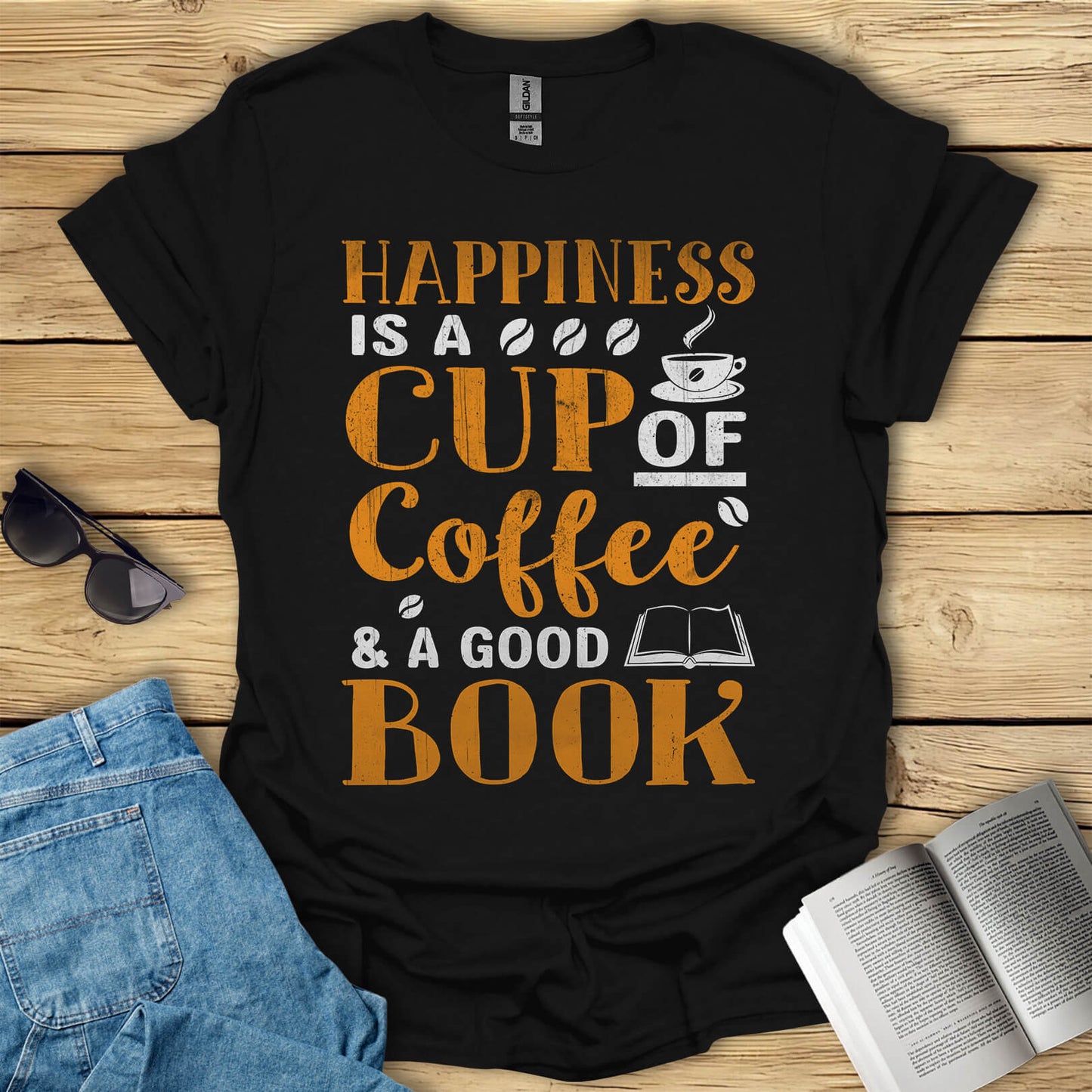 Happiness Is a Cup of Coffee And a Good Book T-Shirt