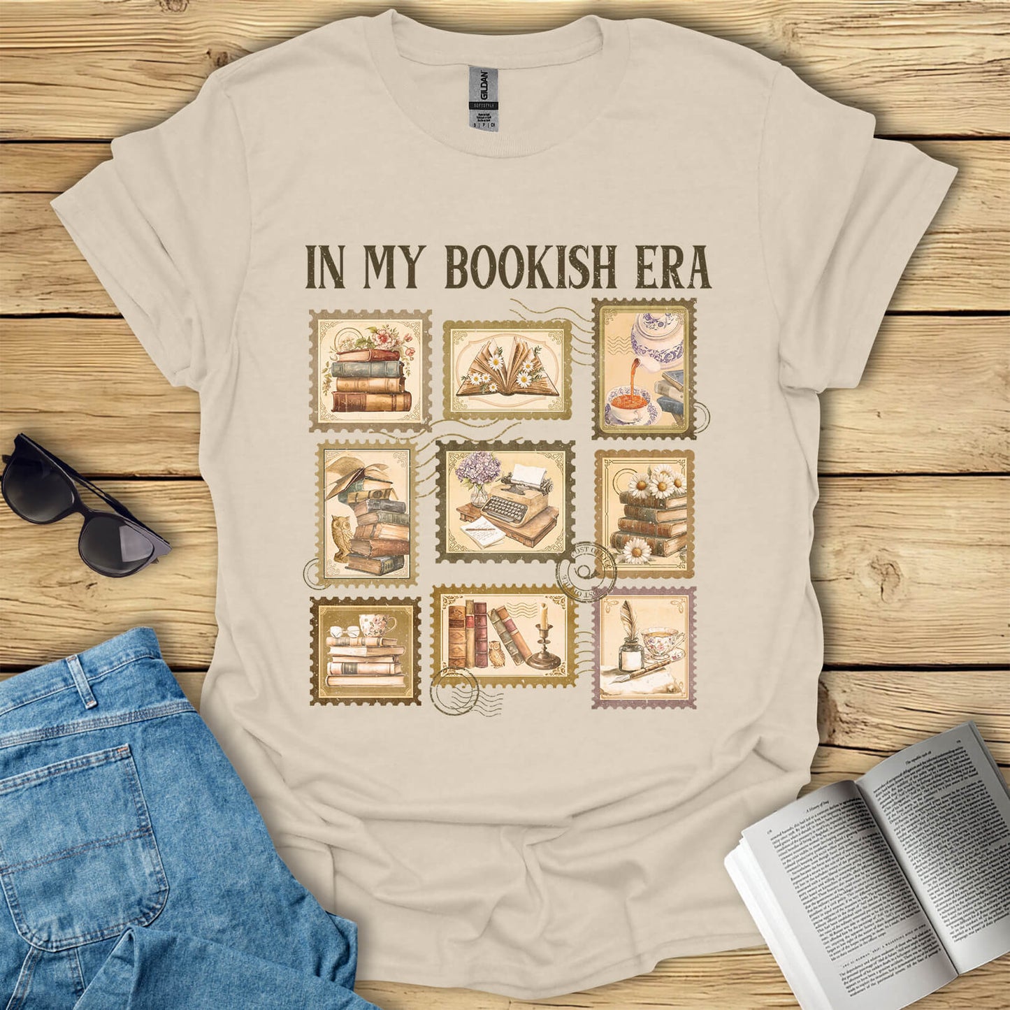 In My Bookish Era Retro Stamp Reading T-Shirt