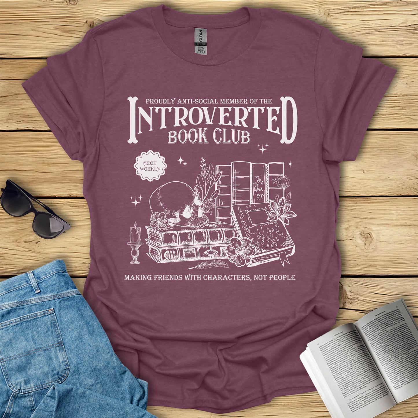 Introverted Book Club Anti-Social Book Lover T-Shirt
