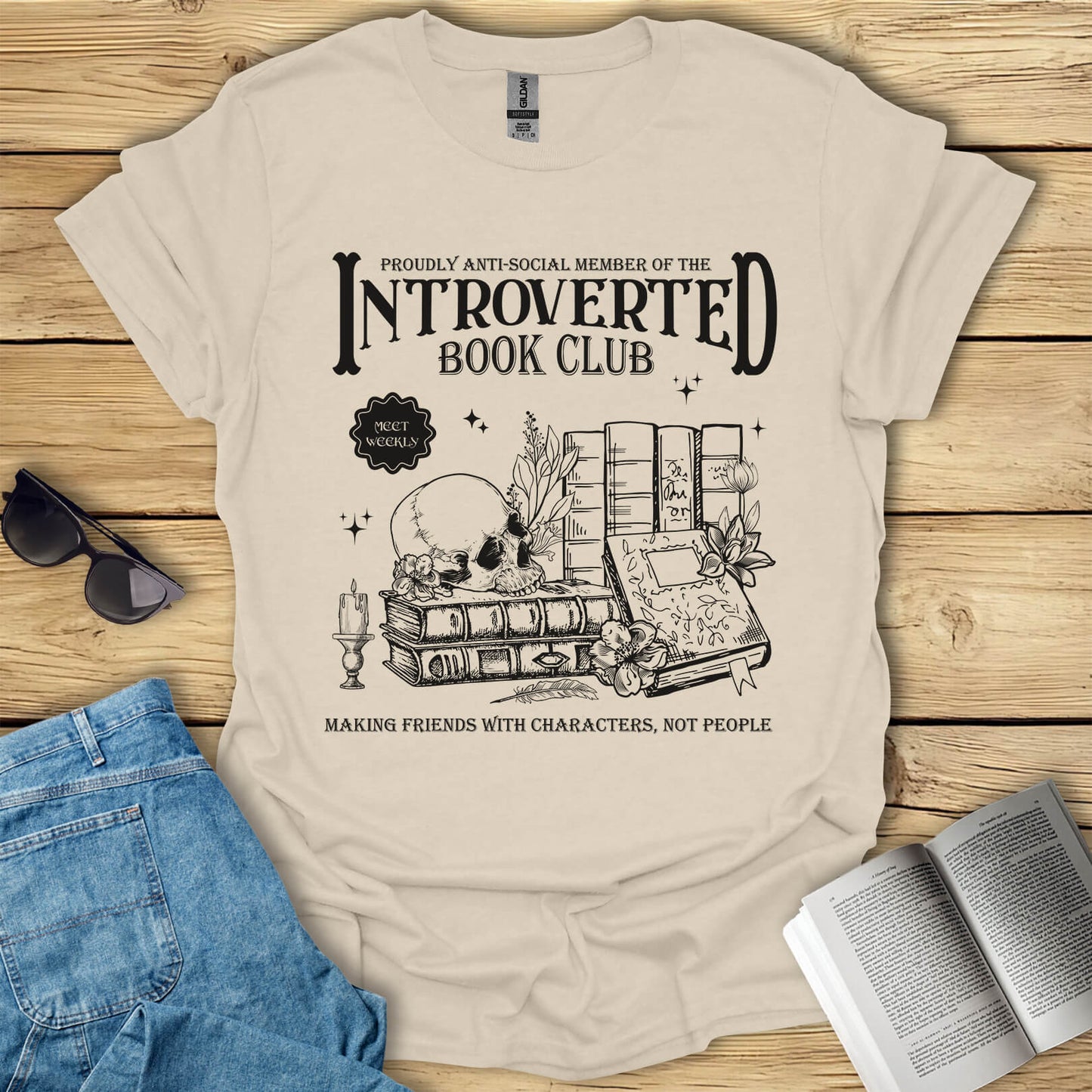 Introverted Book Club Anti-Social Book Lover T-Shirt
