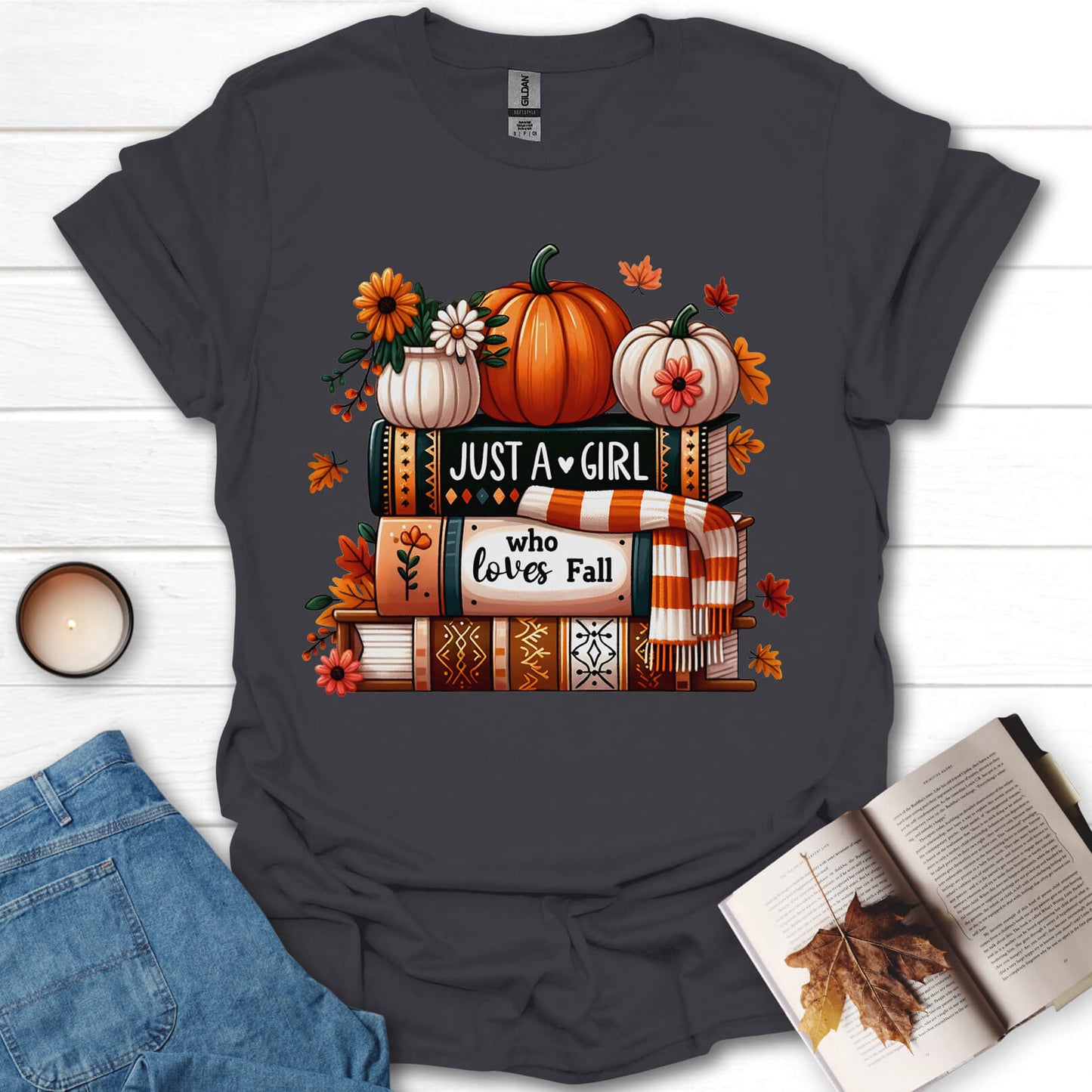 Just A Girl Who Loves Fall And Books T-Shirt