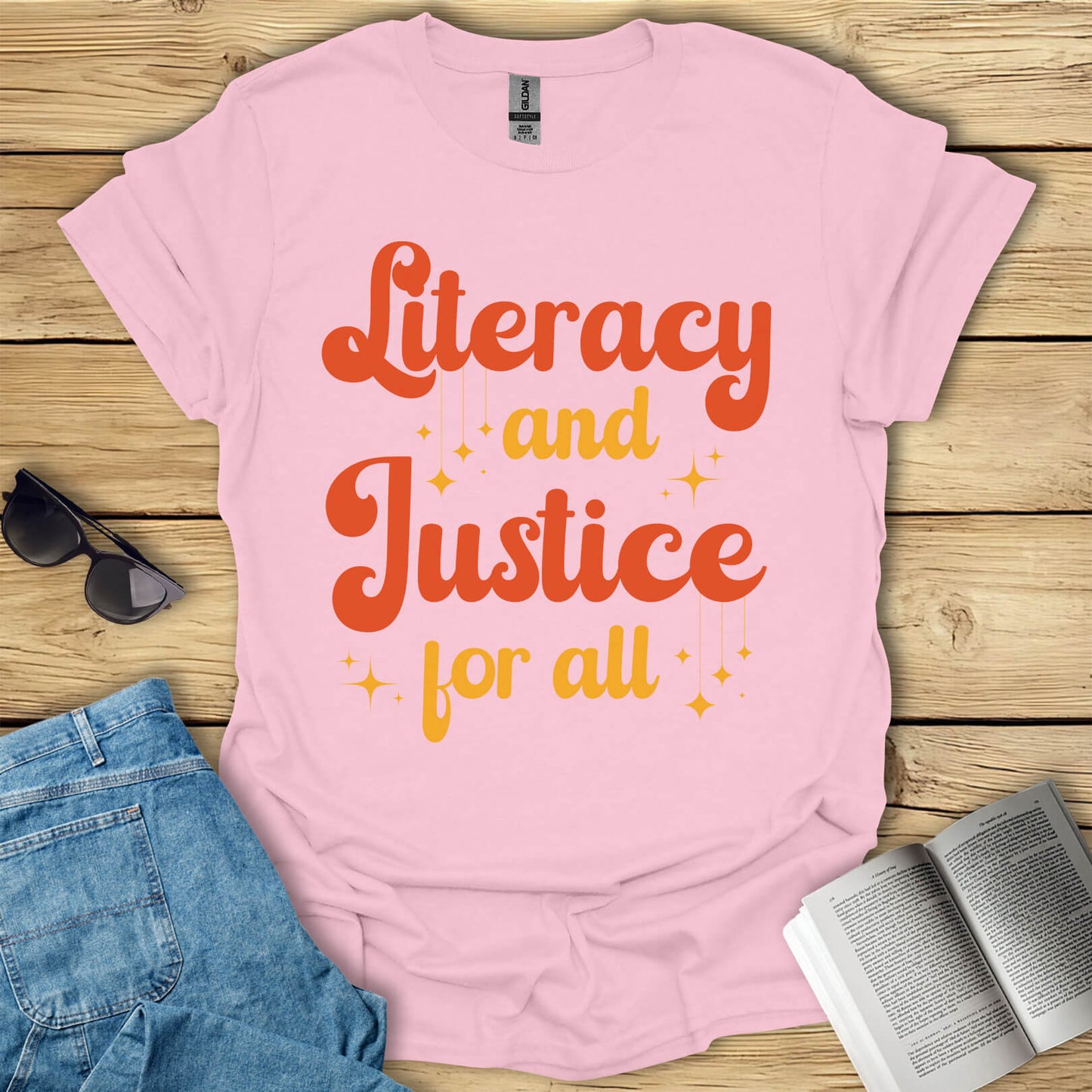 Literacy And Justice For All Book Lovers T-Shirt