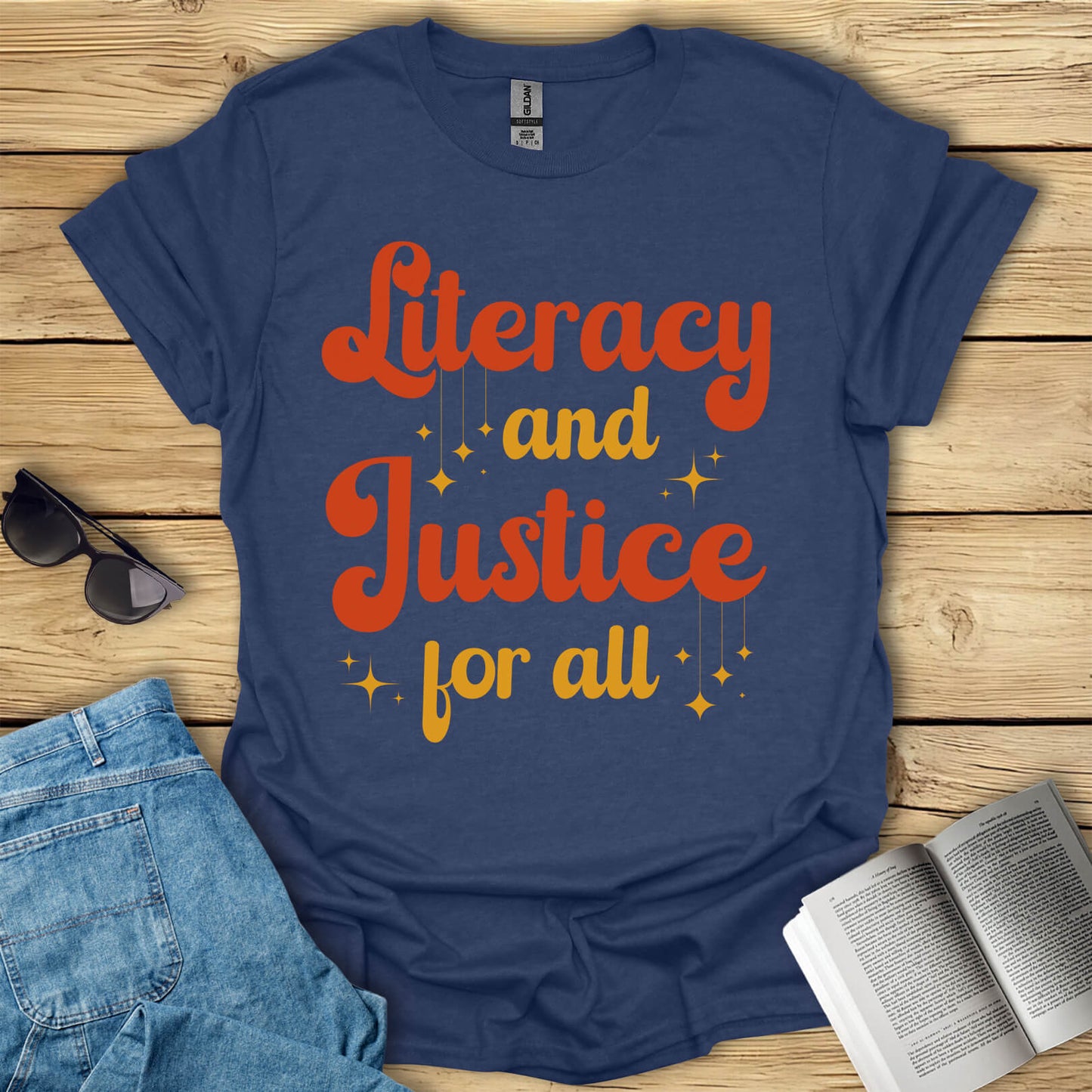 Literacy And Justice For All Book Lovers T-Shirt