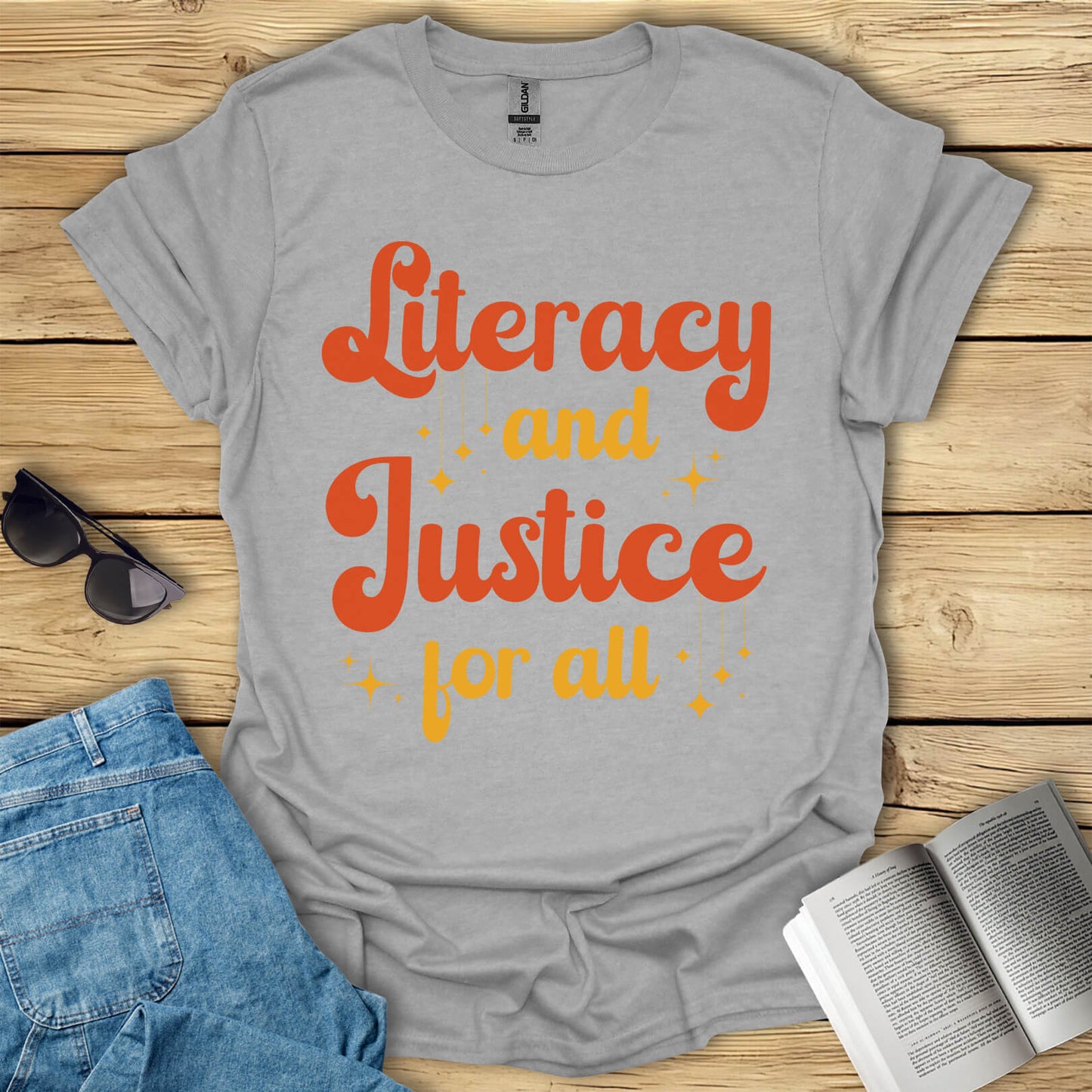 Literacy And Justice For All Book Lovers T-Shirt