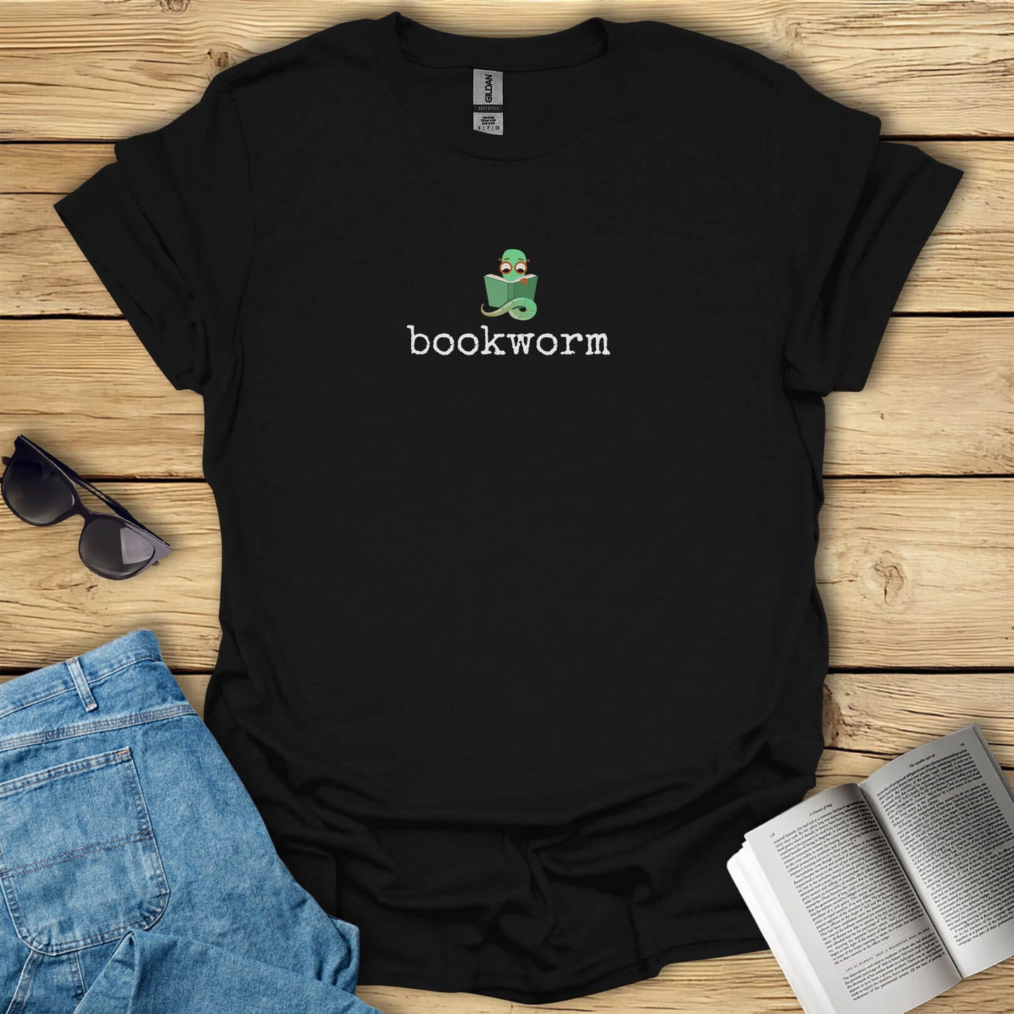 Reading Worm Minimalistic Bookworm T-Shirt