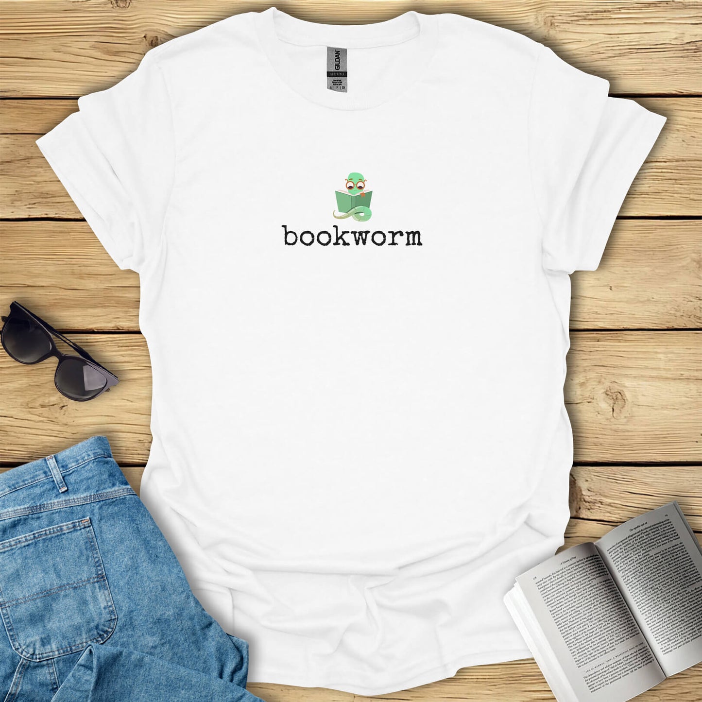 Reading Worm Minimalistic Bookworm T-Shirt
