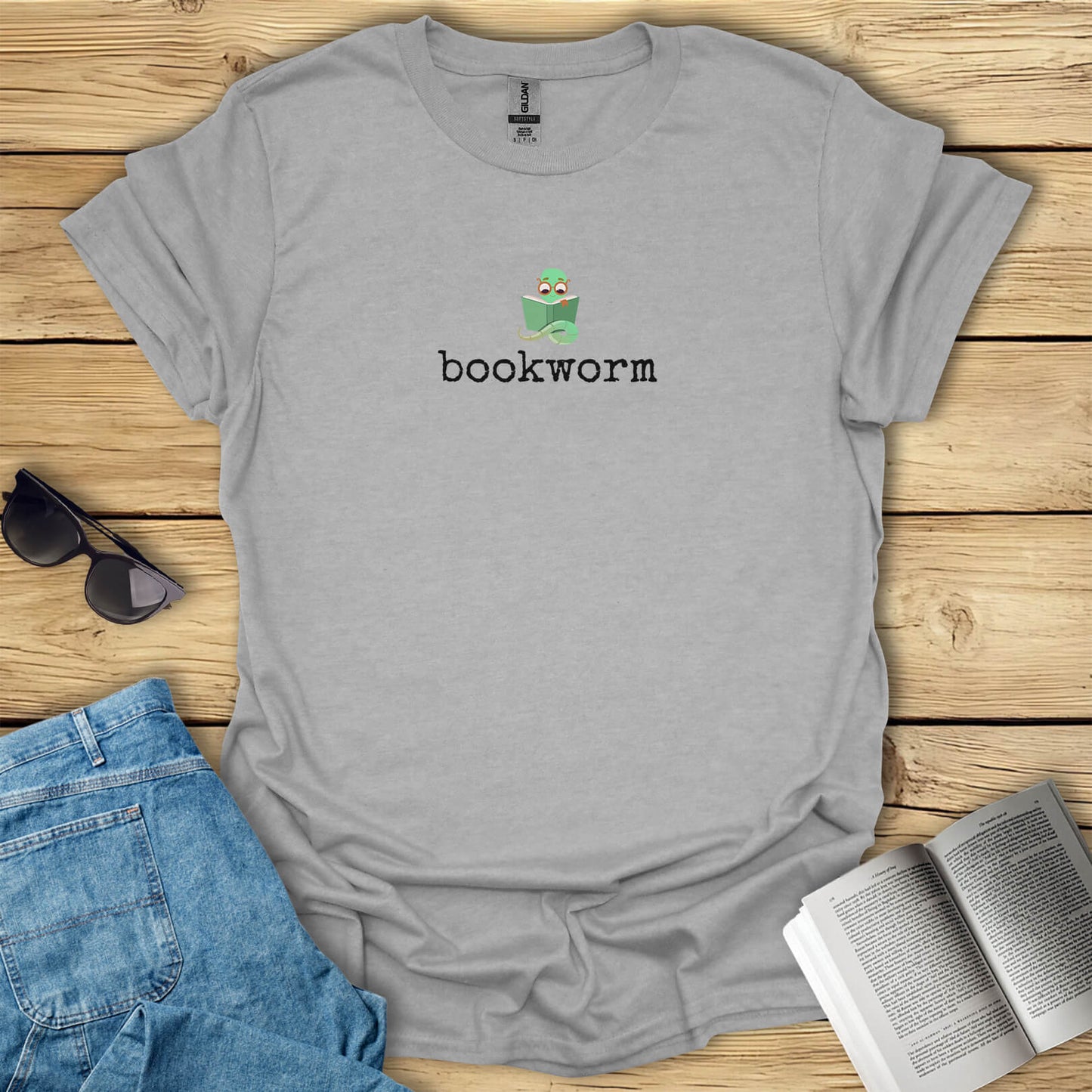 Reading Worm Minimalistic Bookworm T-Shirt