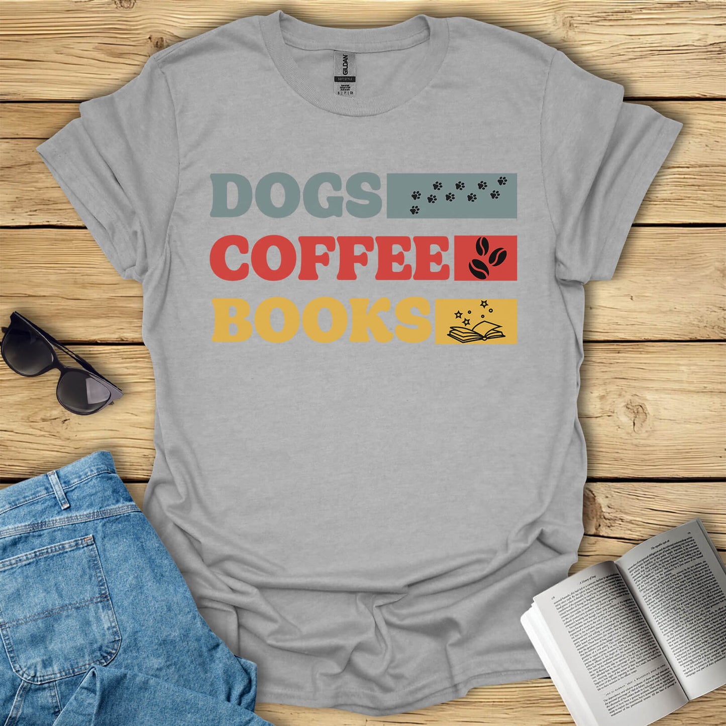 Dogs, Coffee, Books T-Shirt