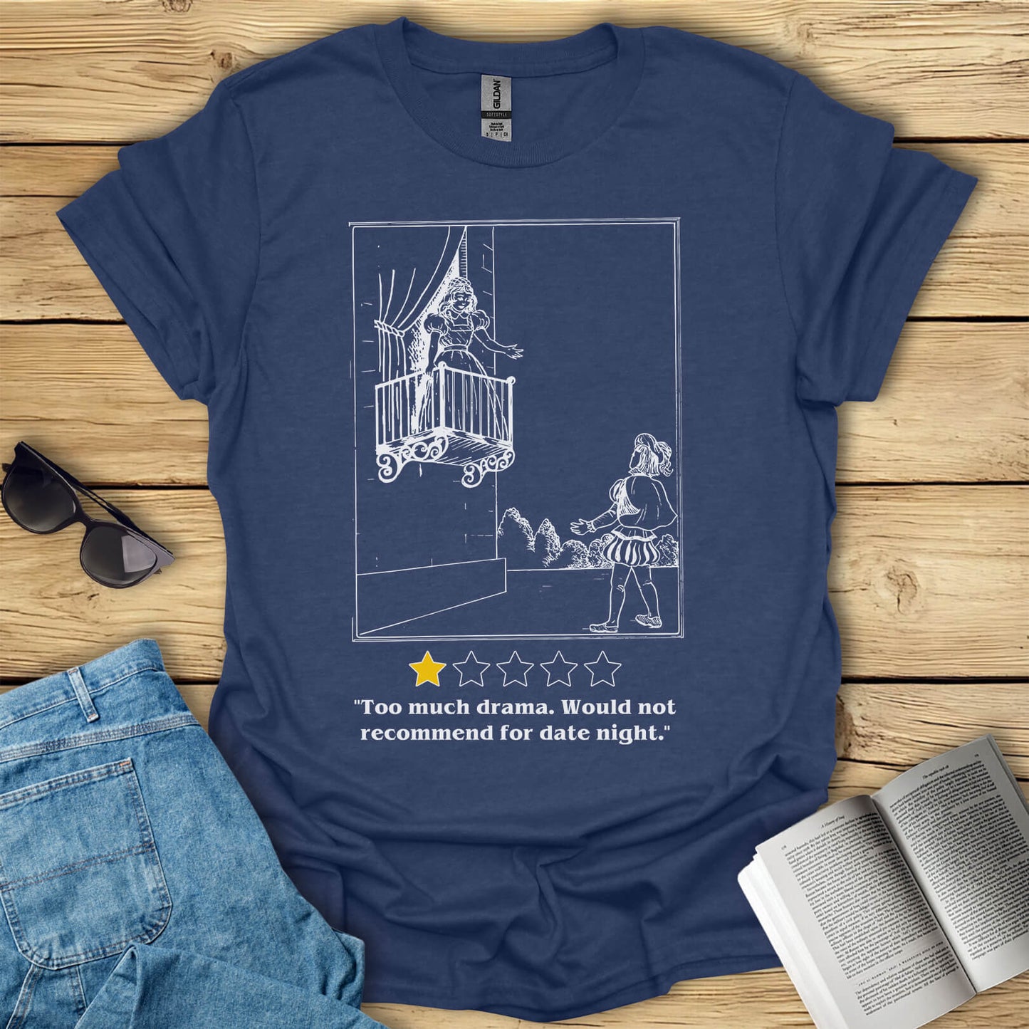 Too Much Drama Romeo and Juliet Funny Book T-Shirt