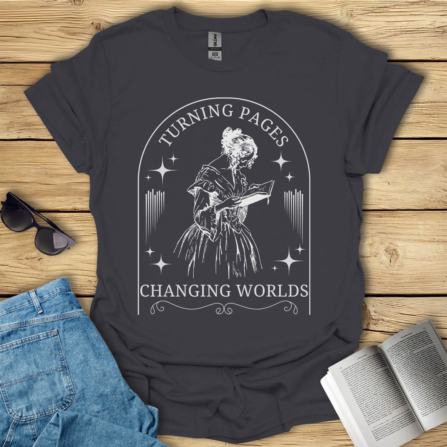 Turning Pages Changing Worlds Book T-Shirt