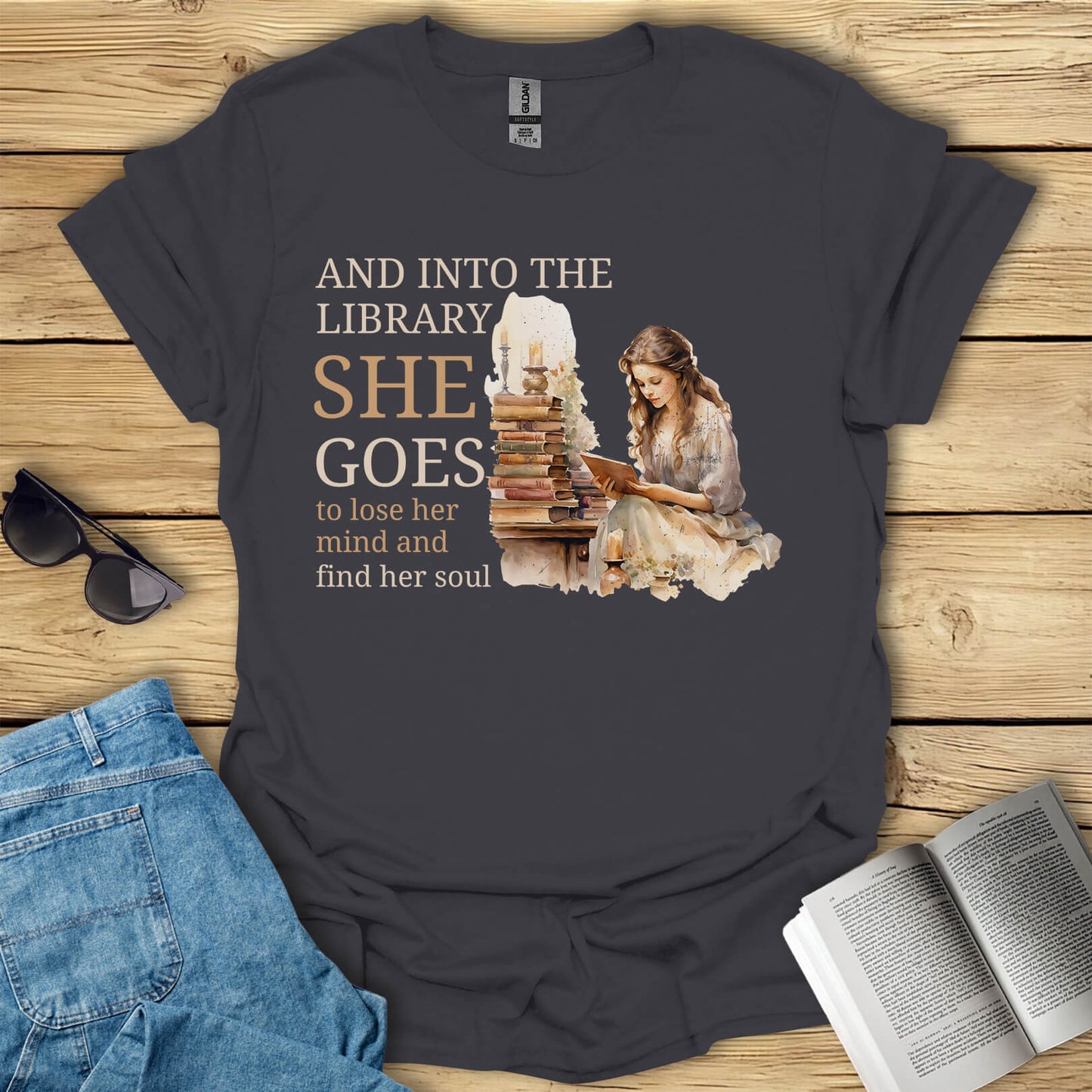 And Into The Library She Goes T-Shirt