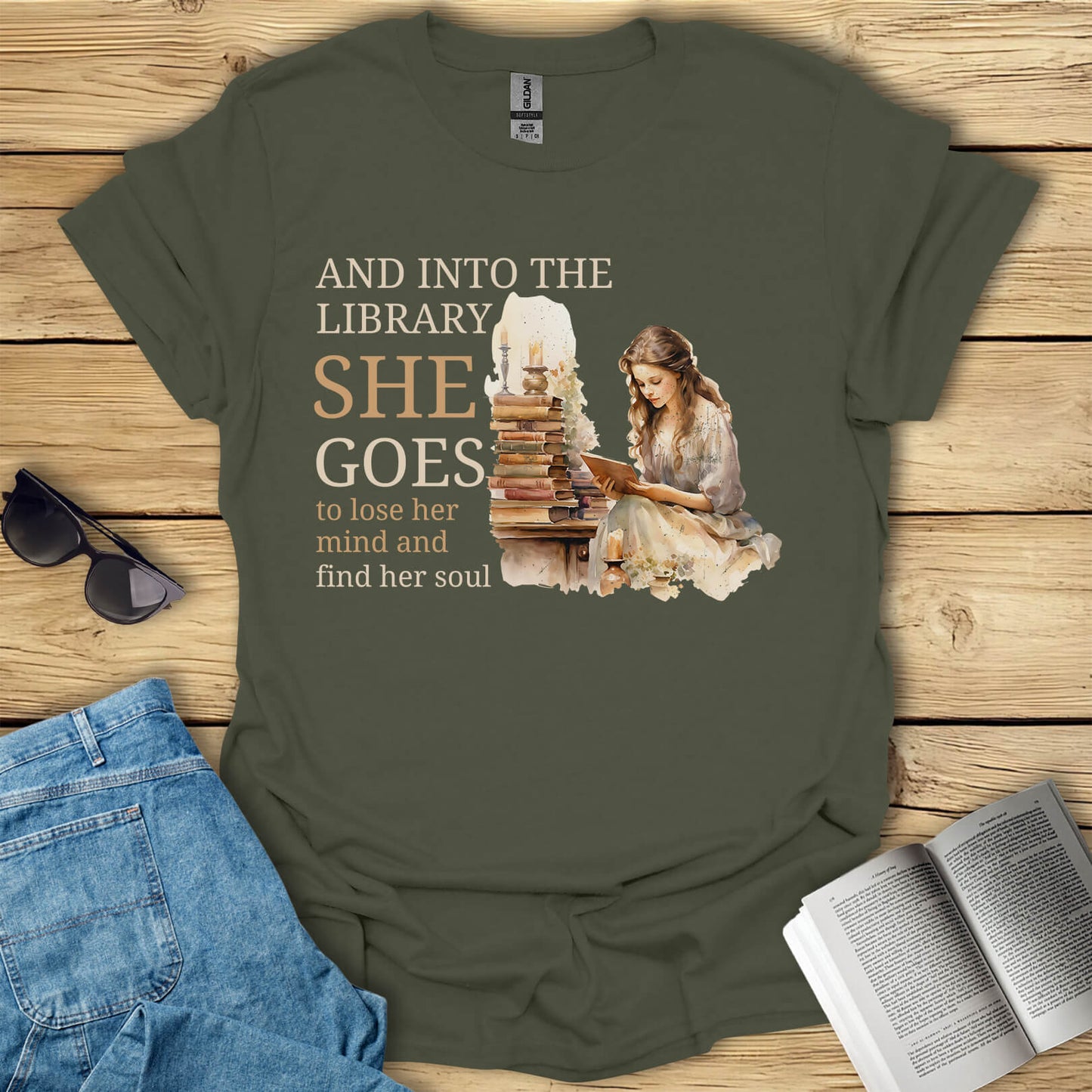 And Into The Library She Goes T-Shirt