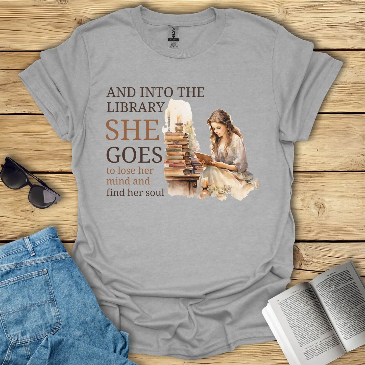And Into The Library She Goes T-Shirt