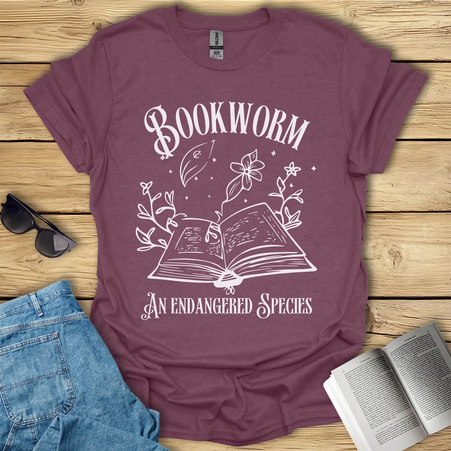Bookworm An Endangered Species Librarian T-Shirt
