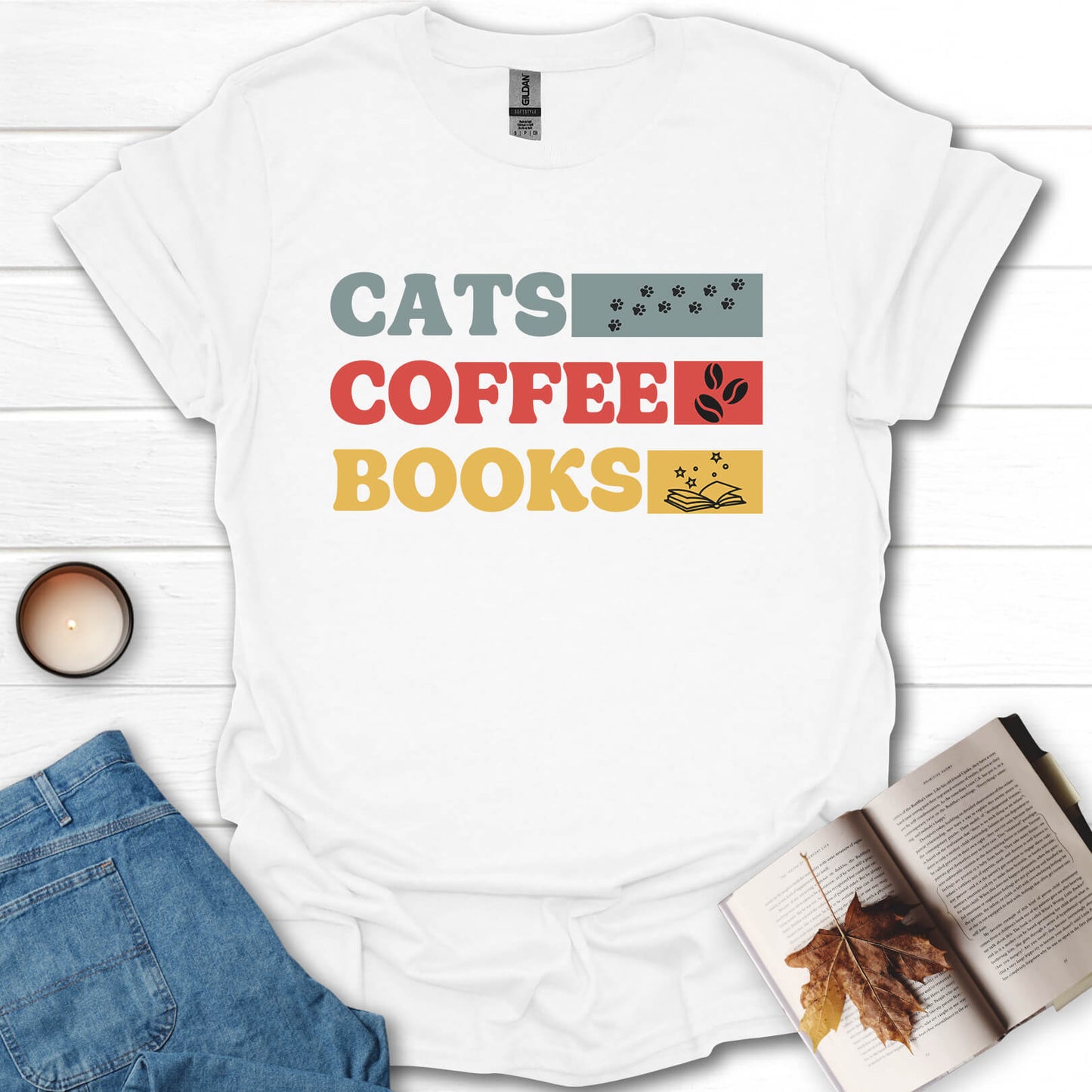 Cats, Coffee, Books T-Shirt