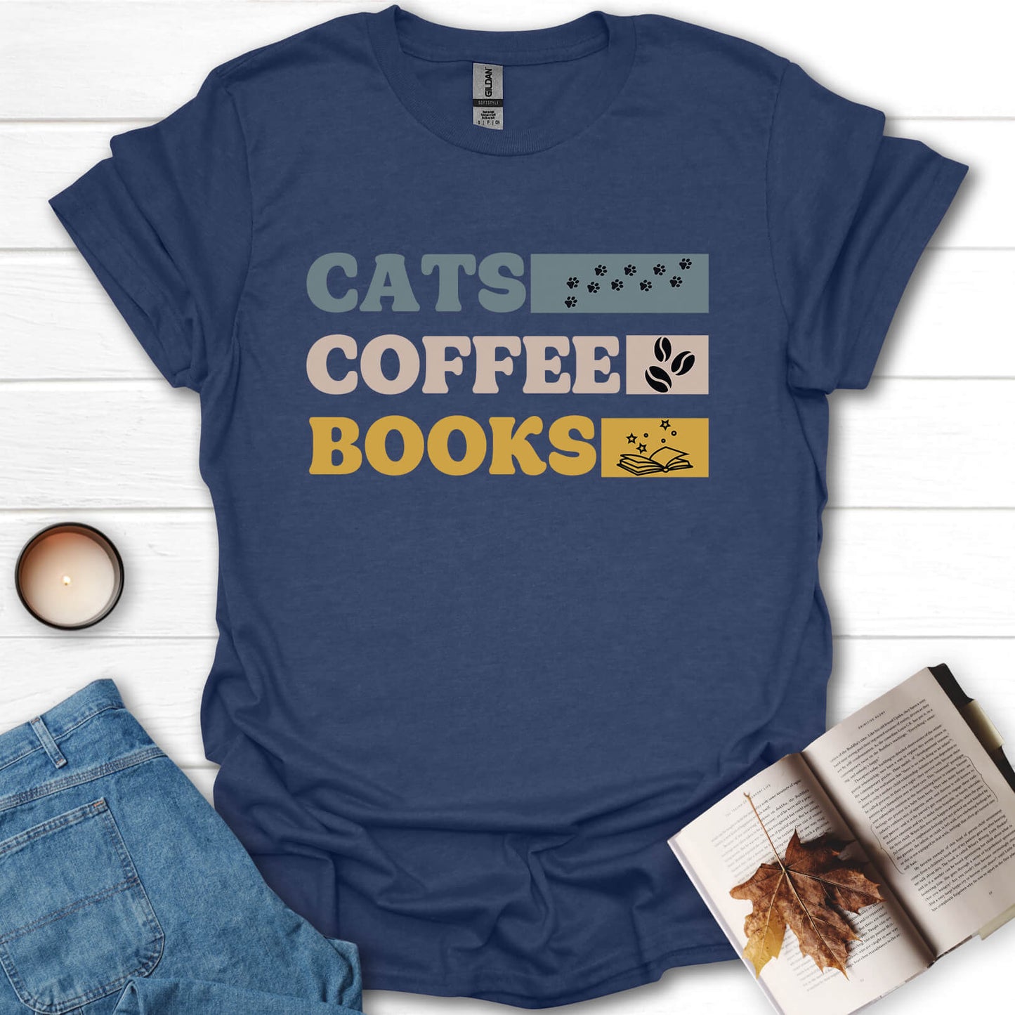 Cats, Coffee, Books T-Shirt