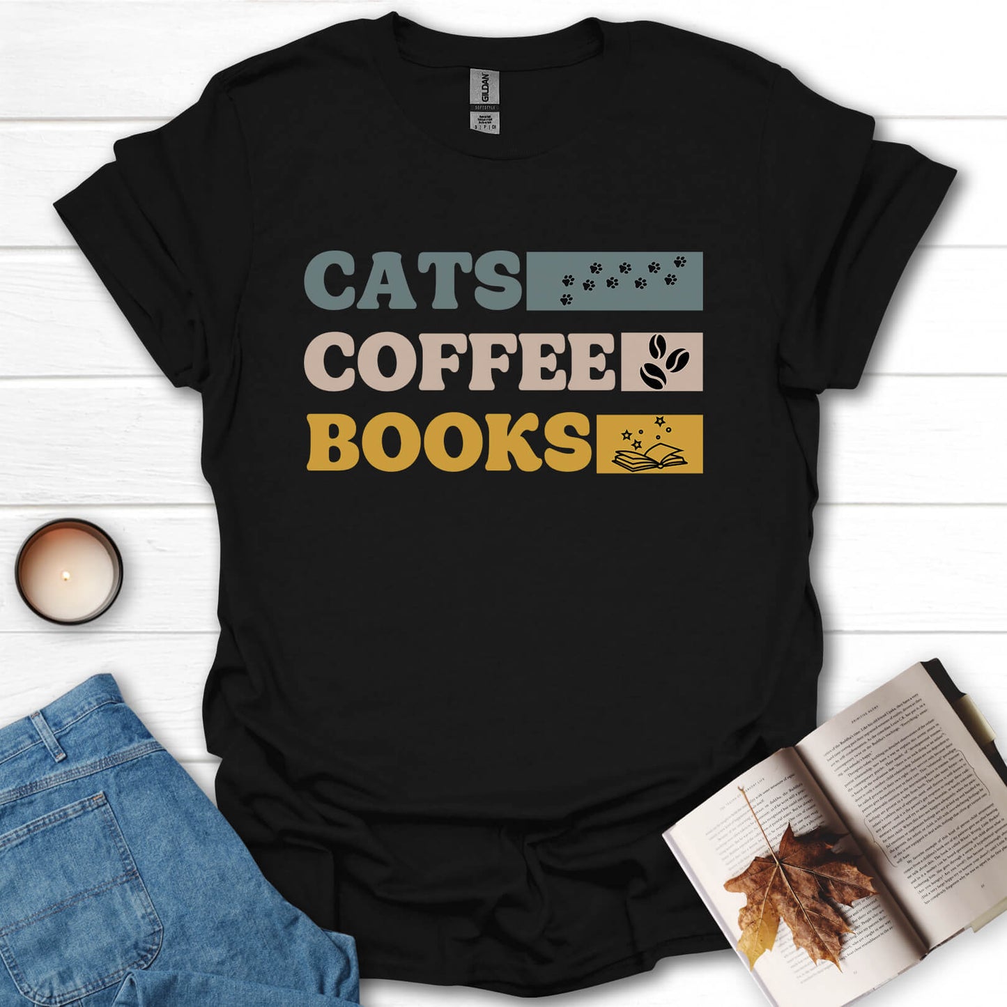 Cats, Coffee, Books T-Shirt