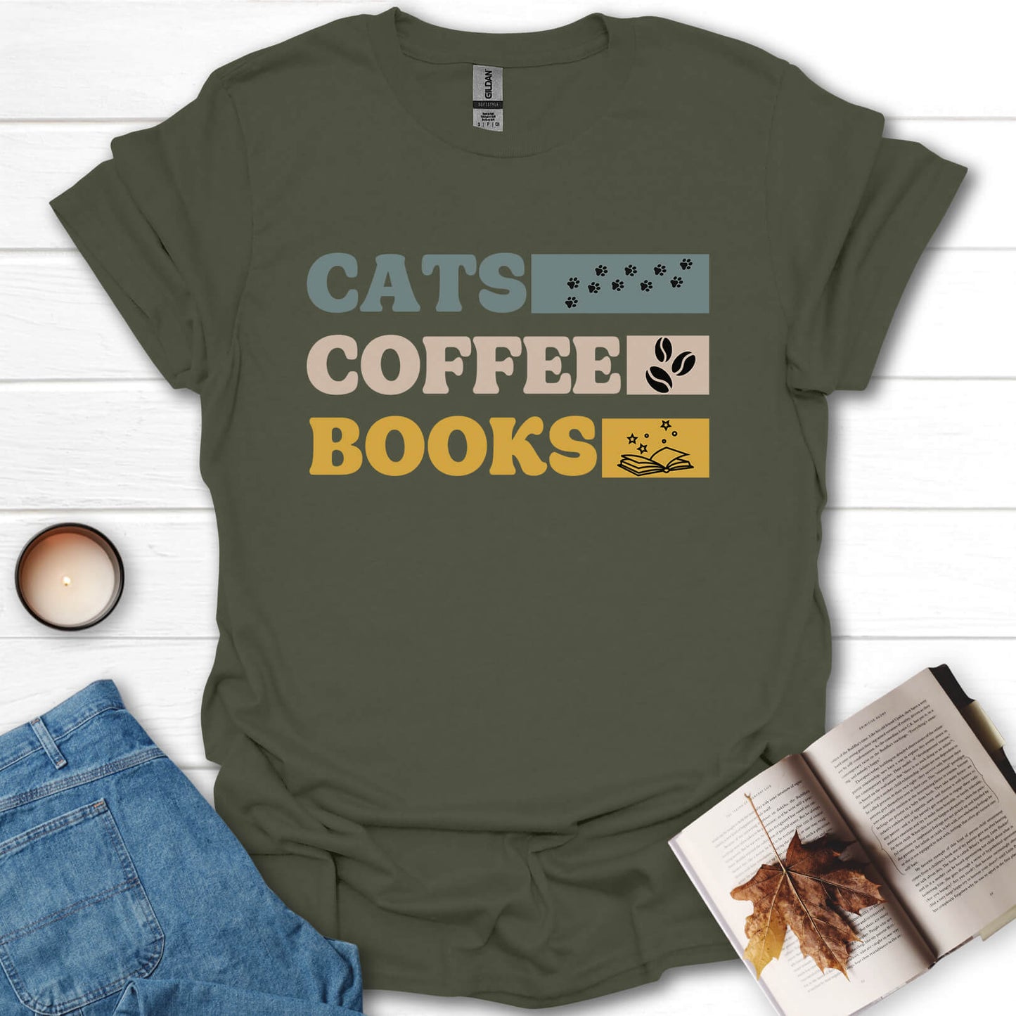 Cats, Coffee, Books T-Shirt