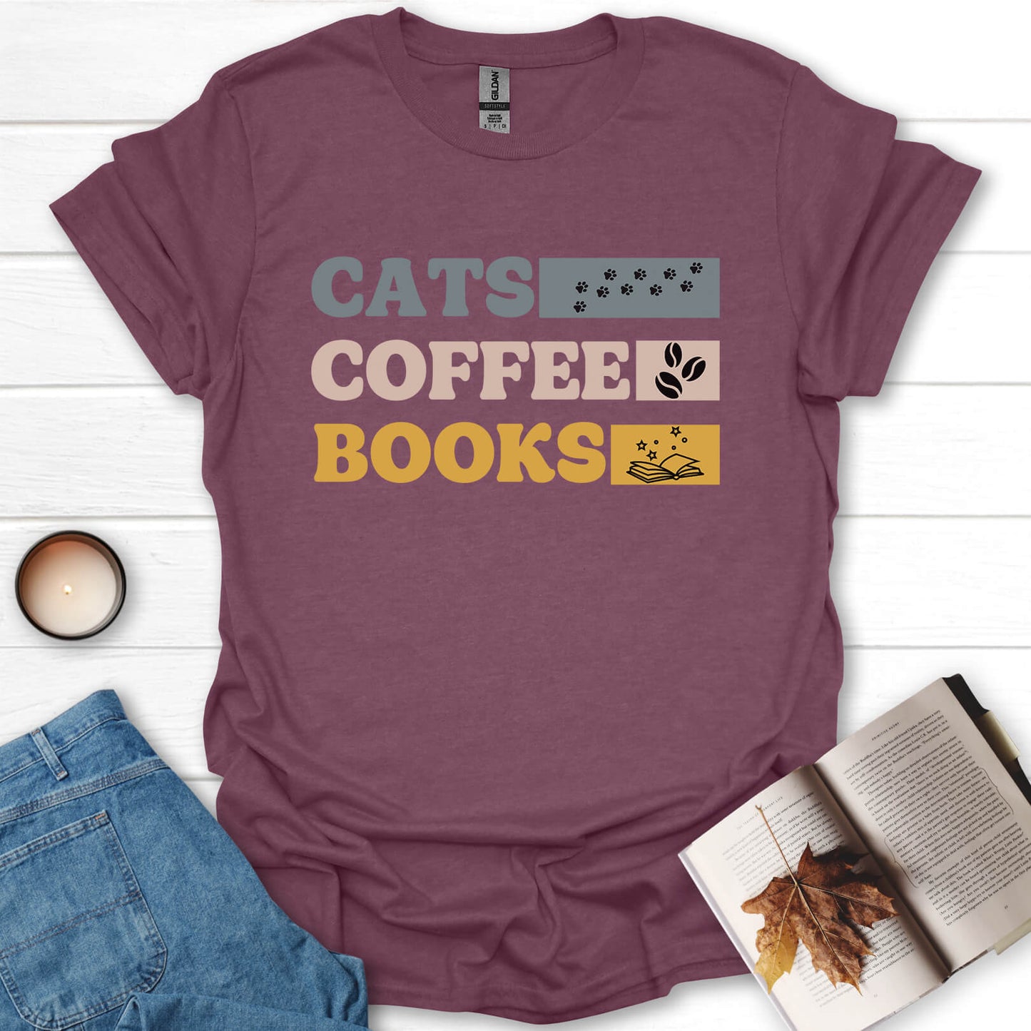 Cats, Coffee, Books T-Shirt