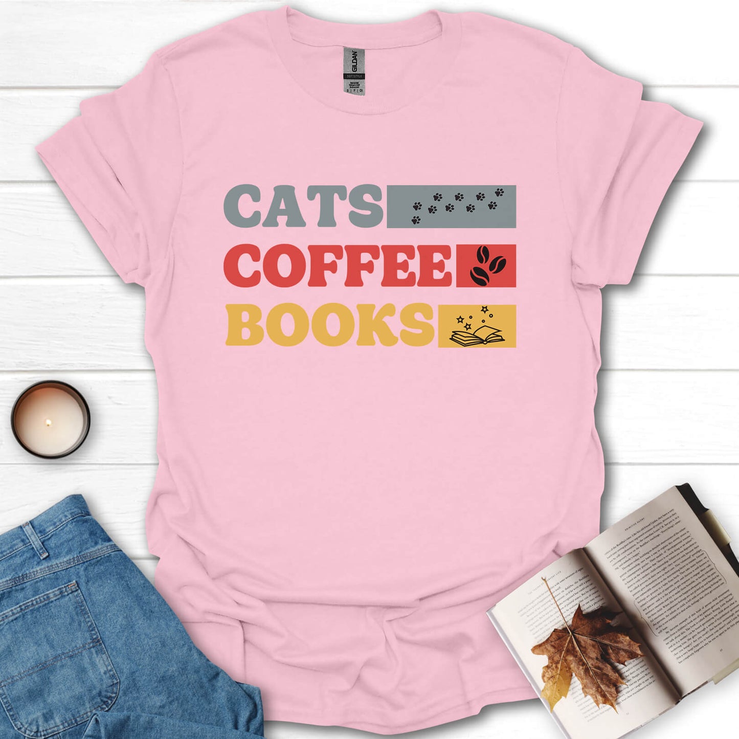 Cats, Coffee, Books T-Shirt