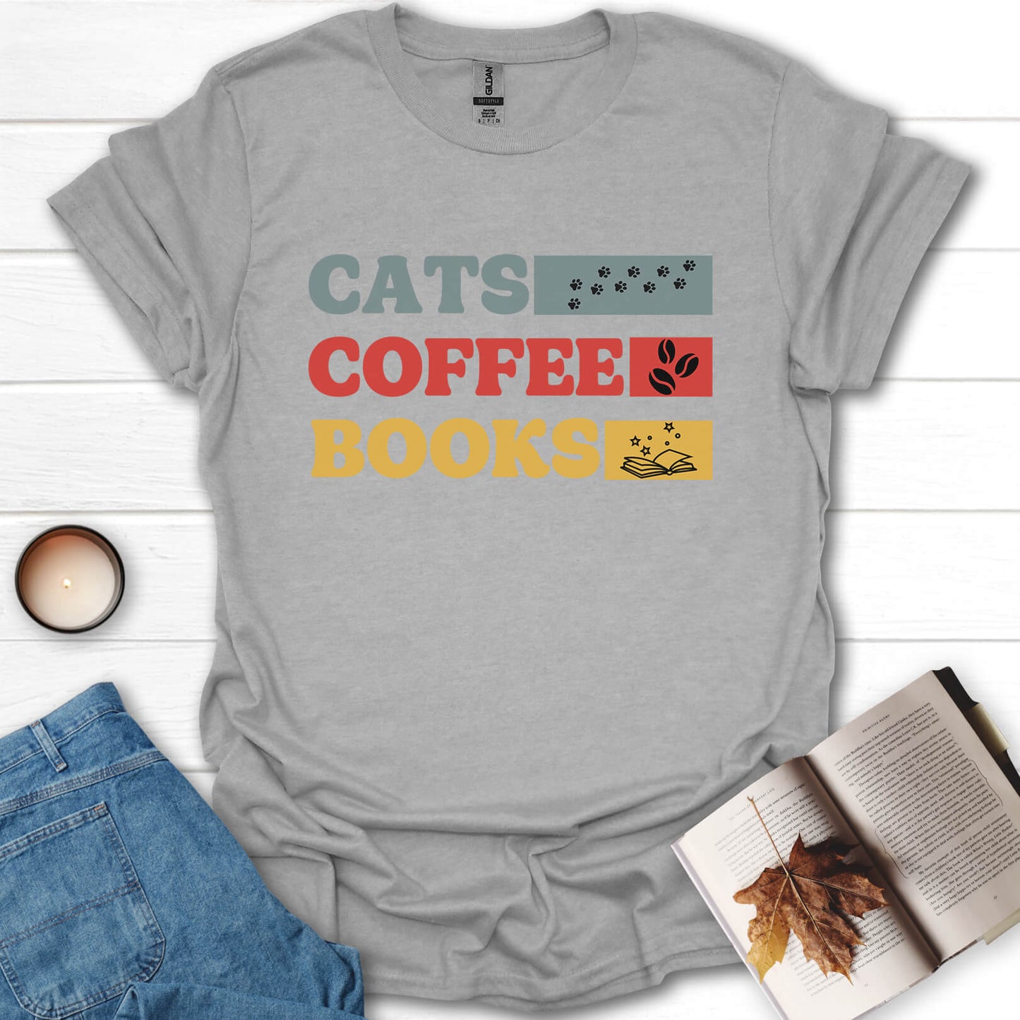 Cats, Coffee, Books T-Shirt