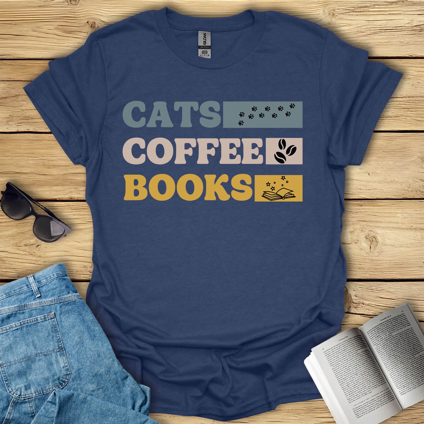 Cats, Coffee, Books T-Shirt