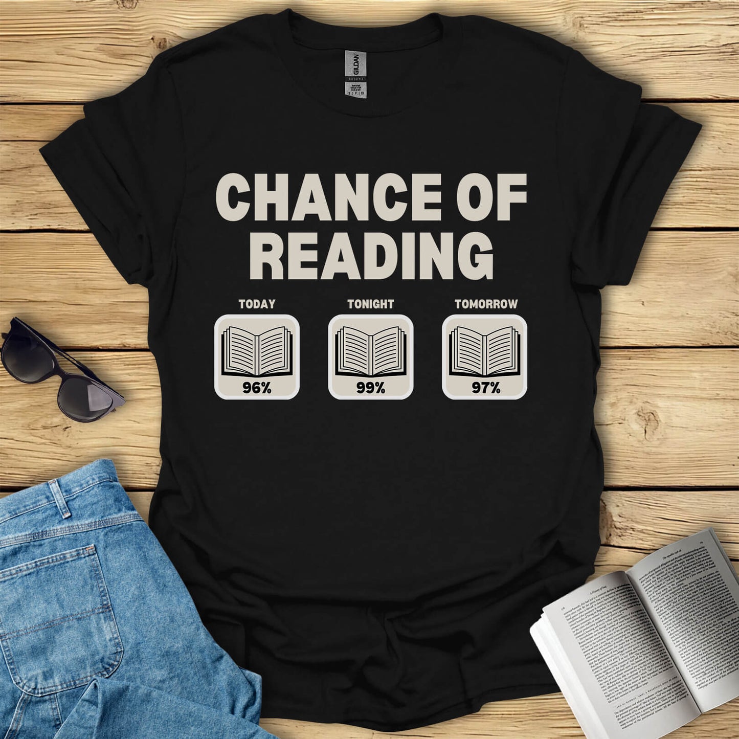 Chance Of Reading Funny Book T-Shirt