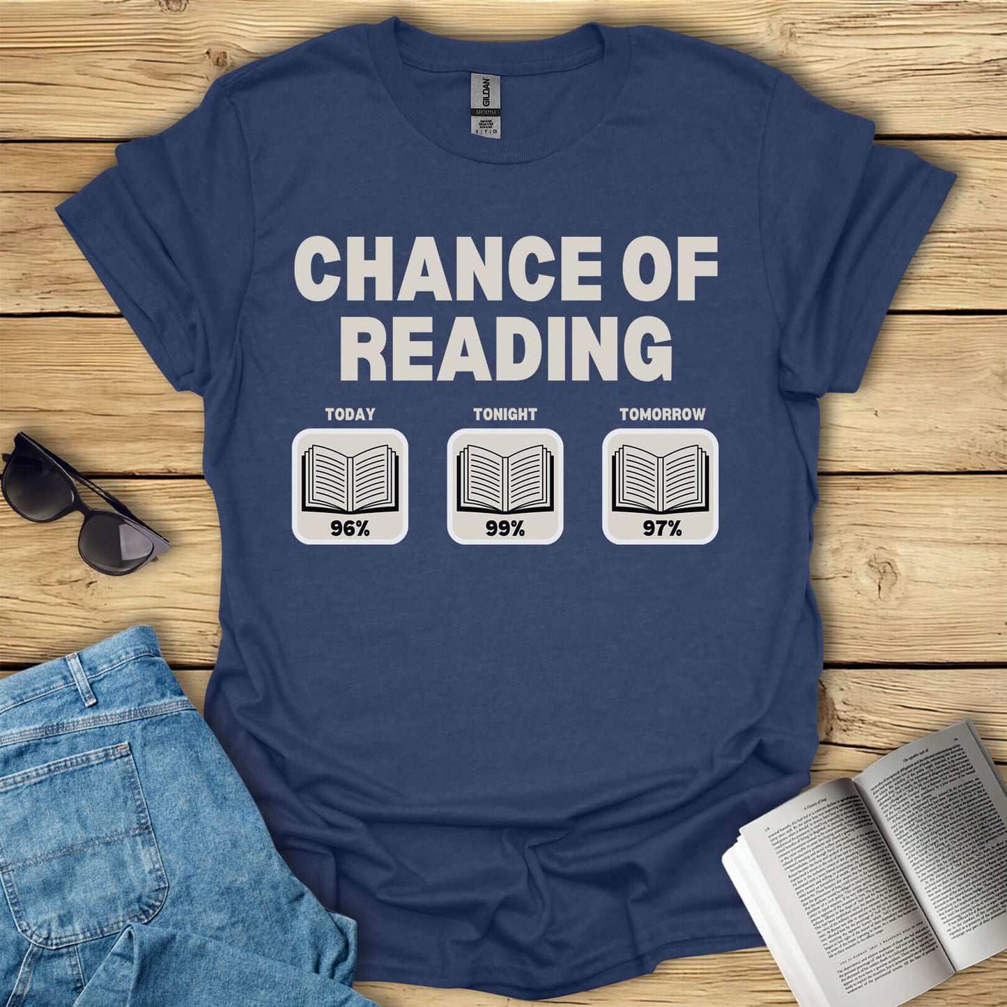 Chance Of Reading Funny Book T-Shirt