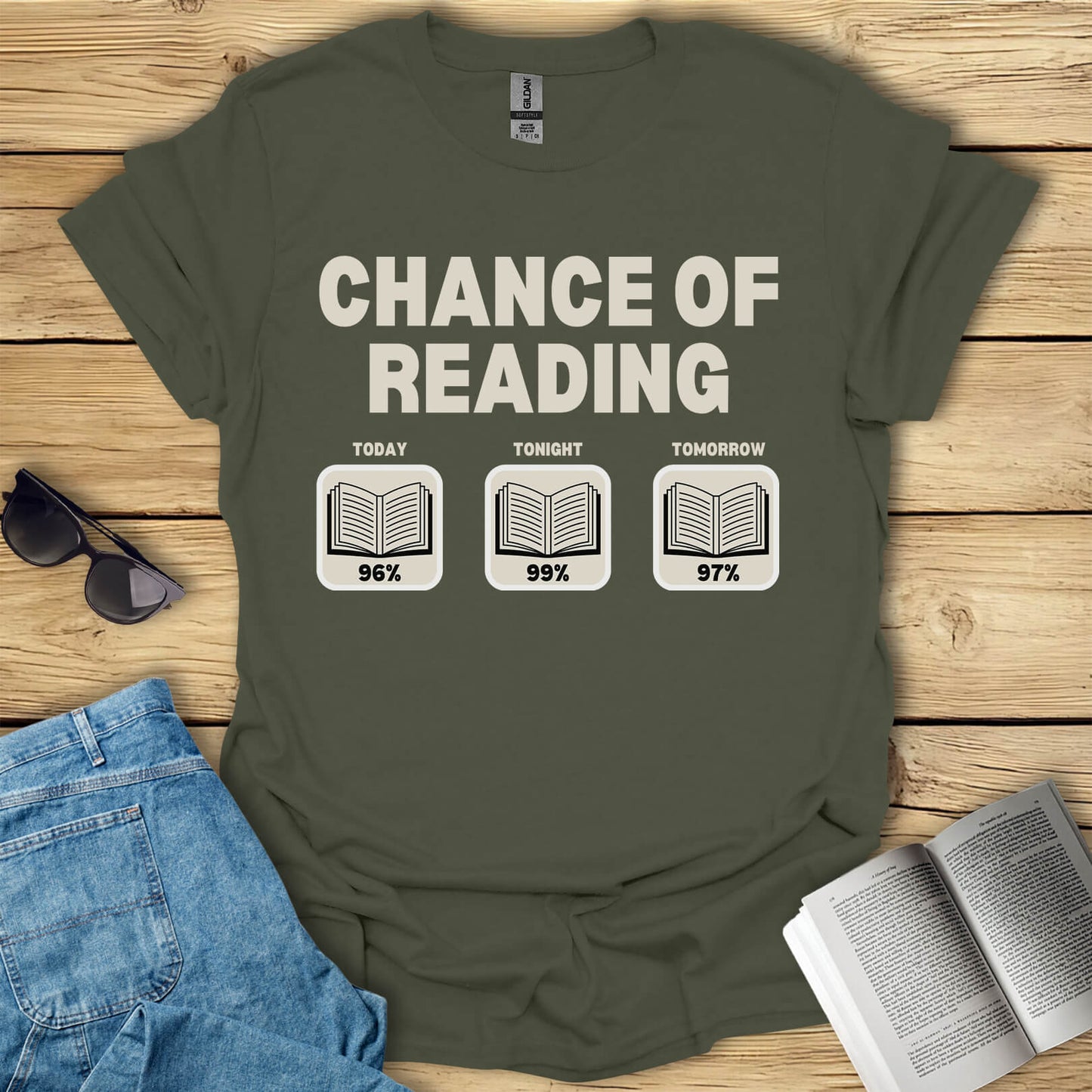 Chance Of Reading Funny Book T-Shirt