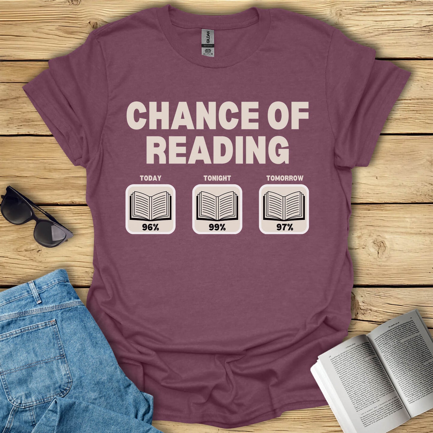 Chance Of Reading Funny Book T-Shirt