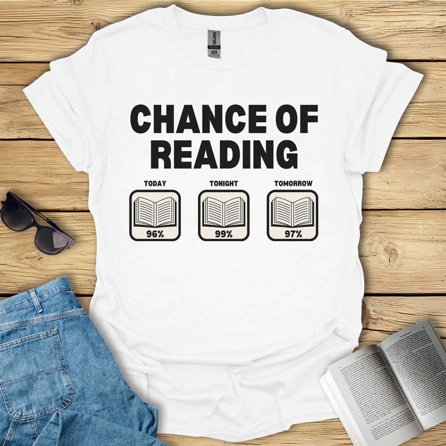 Chance Of Reading Funny Book T-Shirt