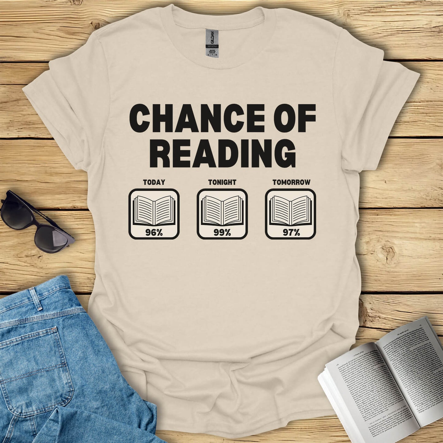 Chance Of Reading Funny Book T-Shirt