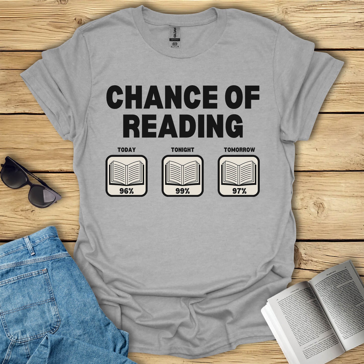 Chance Of Reading Funny Book T-Shirt