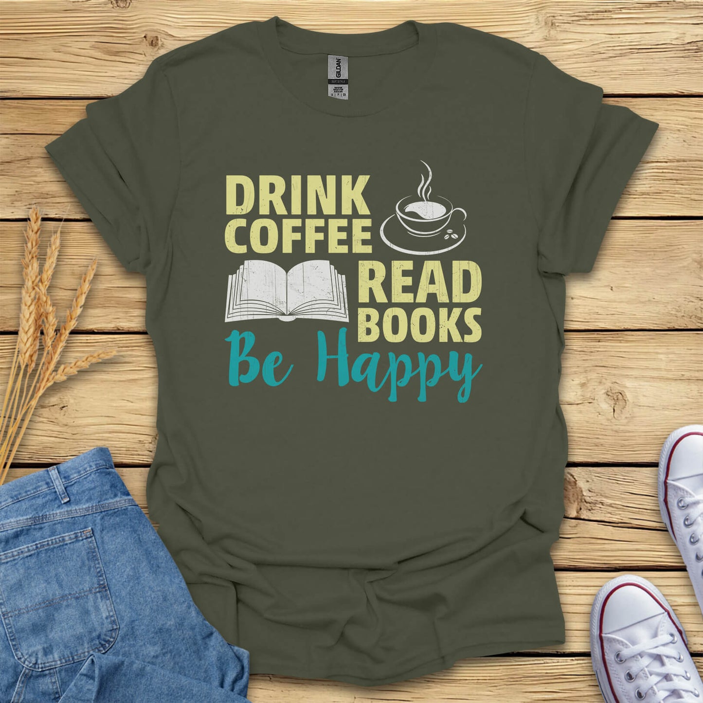 Drink Coffee, Read Books, Be Happy T-Shirt