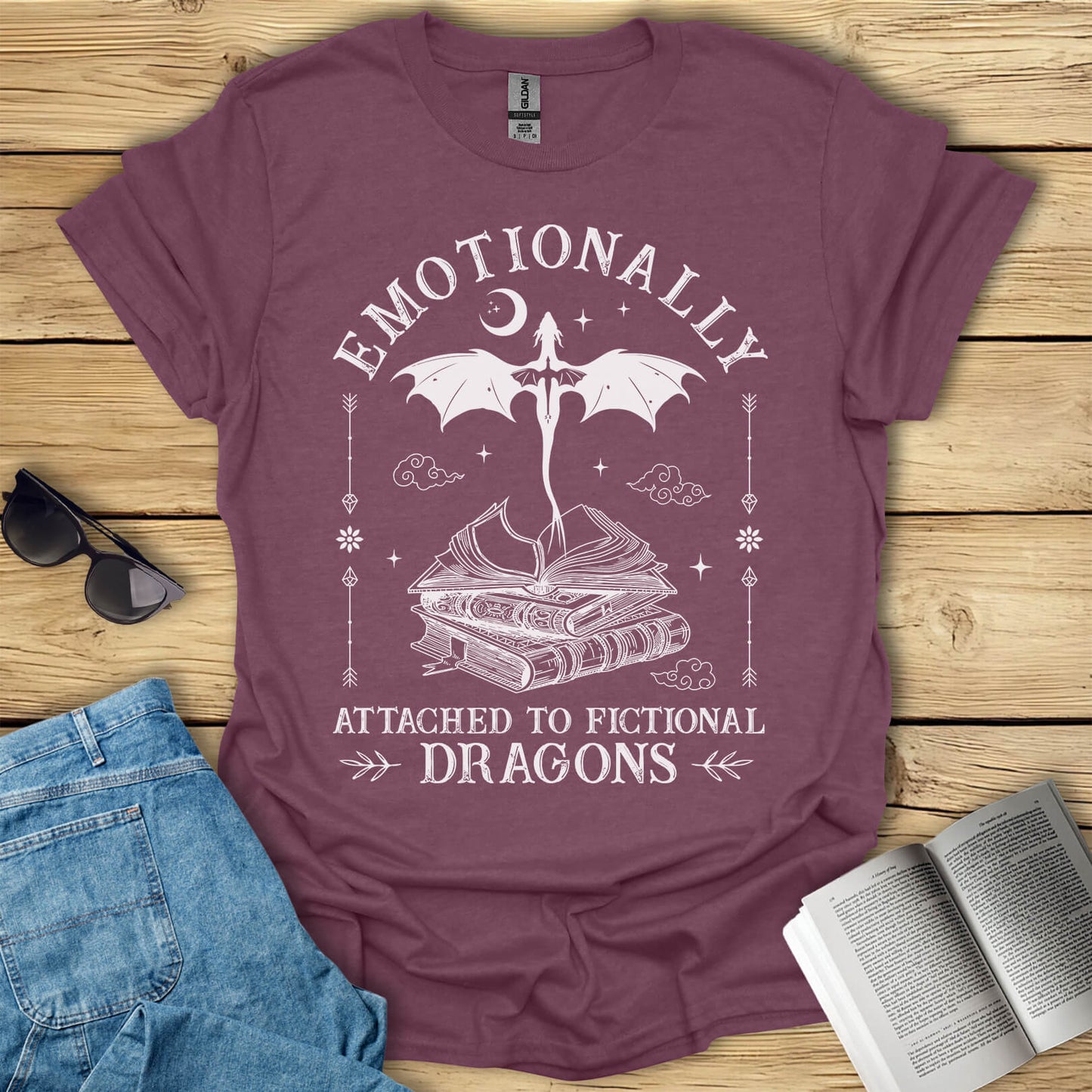 Emotionally Attached To Fictional Dragons Bookish T-Shirt