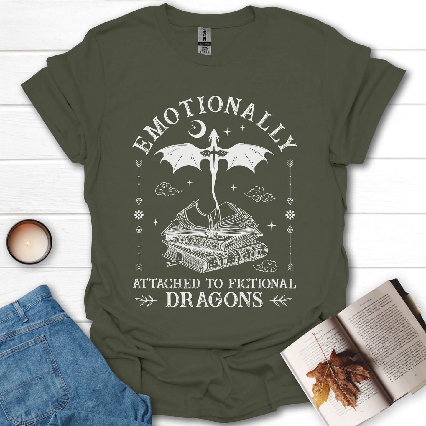 Emotionally Attached To Fictional Dragons Bookish T-Shirt