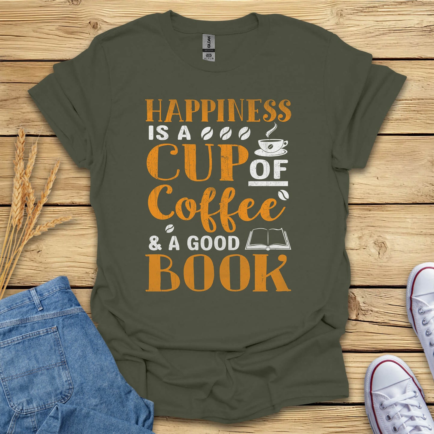 Happiness Is a Cup of Coffee And a Good Book T-Shirt