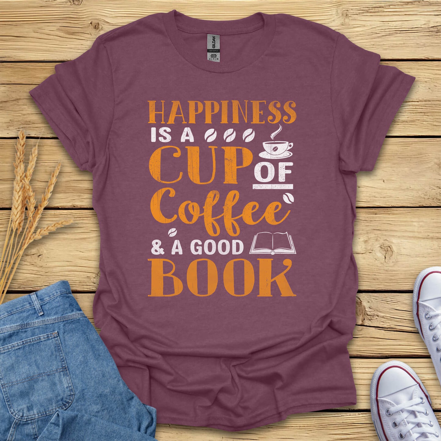 Happiness Is a Cup of Coffee And a Good Book T-Shirt