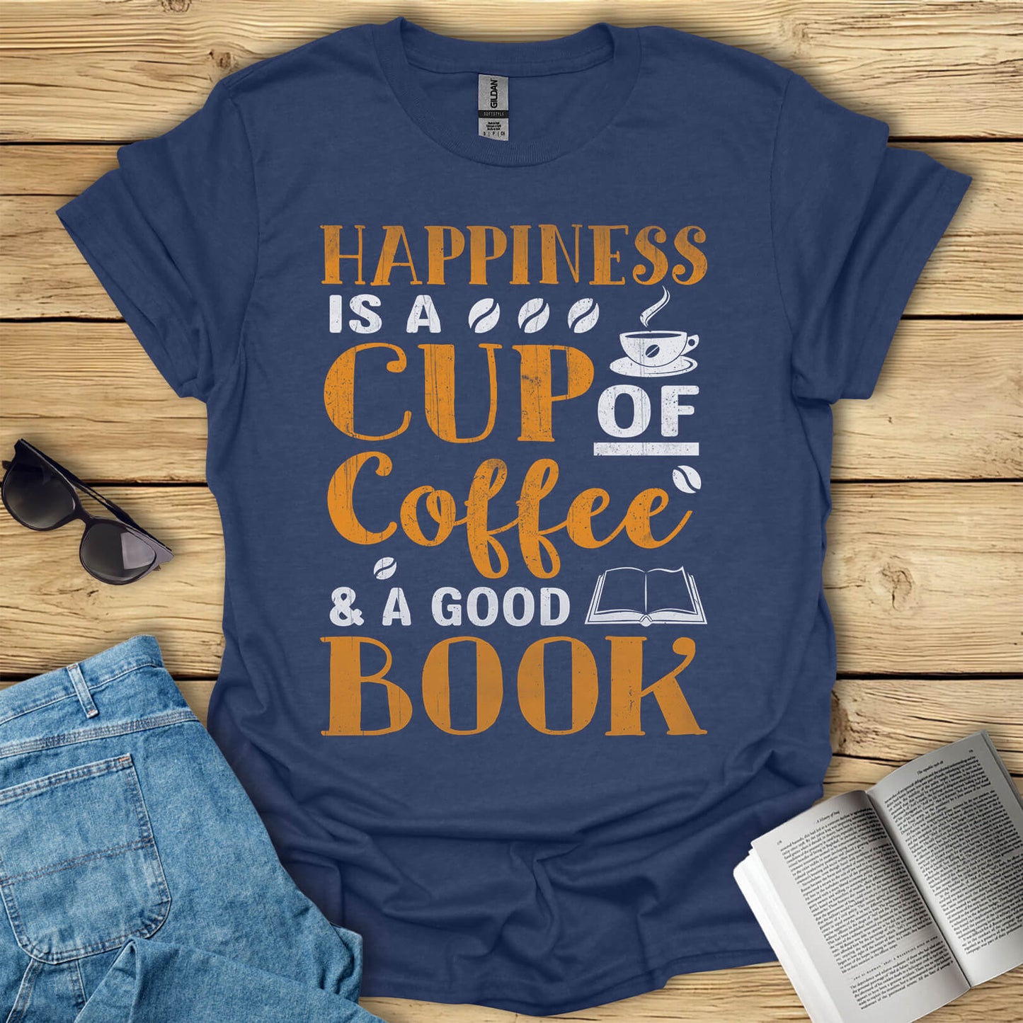 Happiness Is a Cup of Coffee And a Good Book T-Shirt