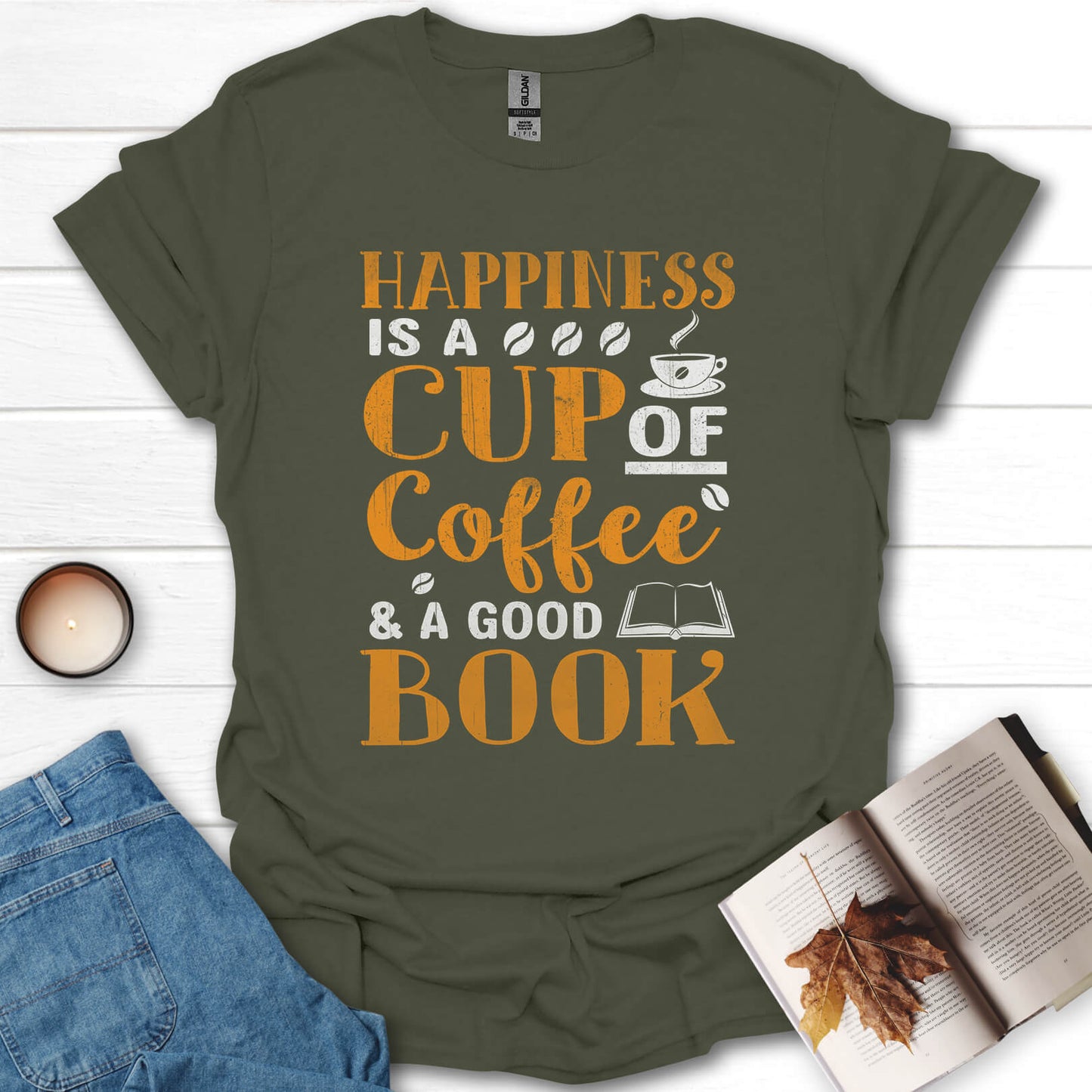 Happiness Is a Cup of Coffee And a Good Book T-Shirt