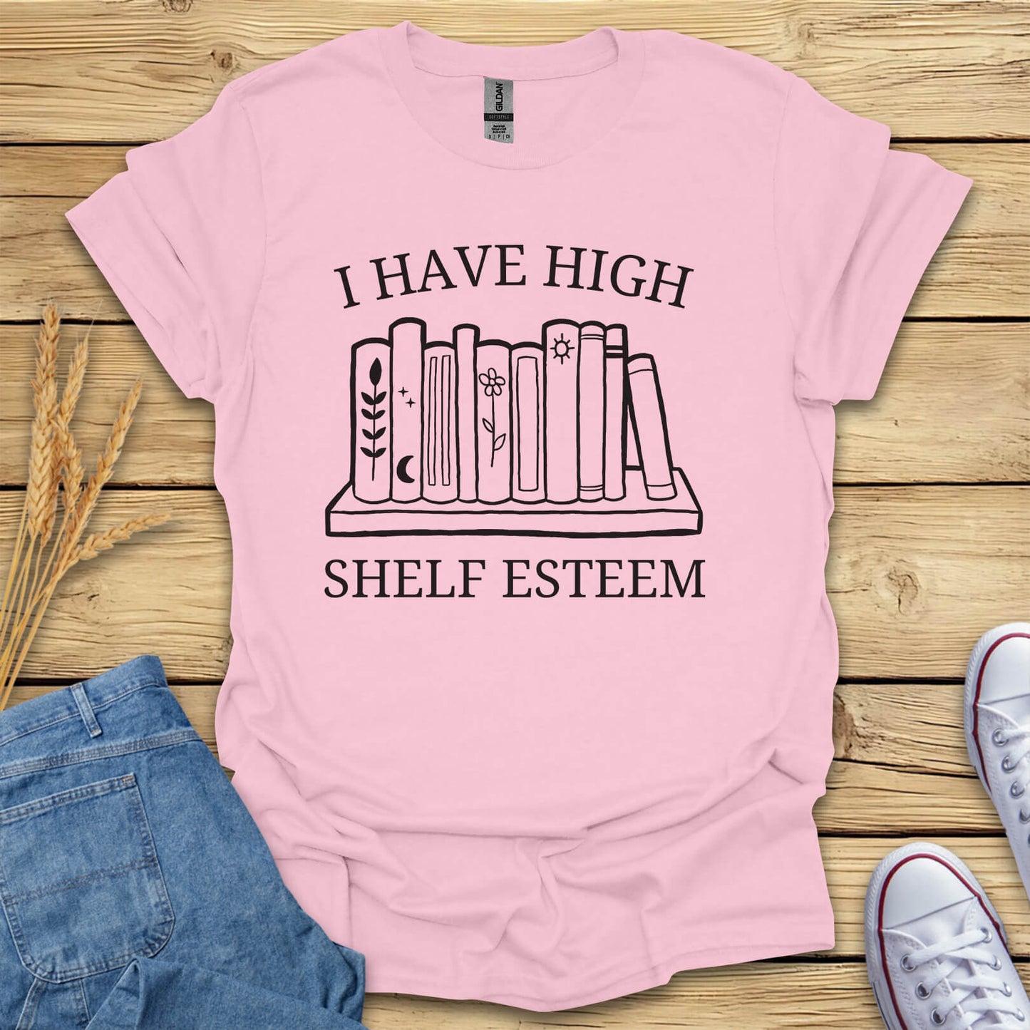 I Have High Shelf Esteem Funny Book T-Shirt