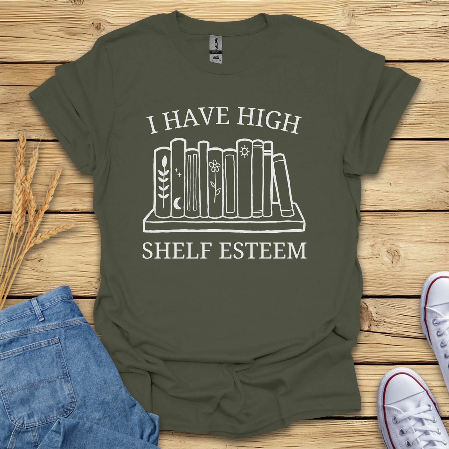 I Have High Shelf Esteem Funny Book T-Shirt