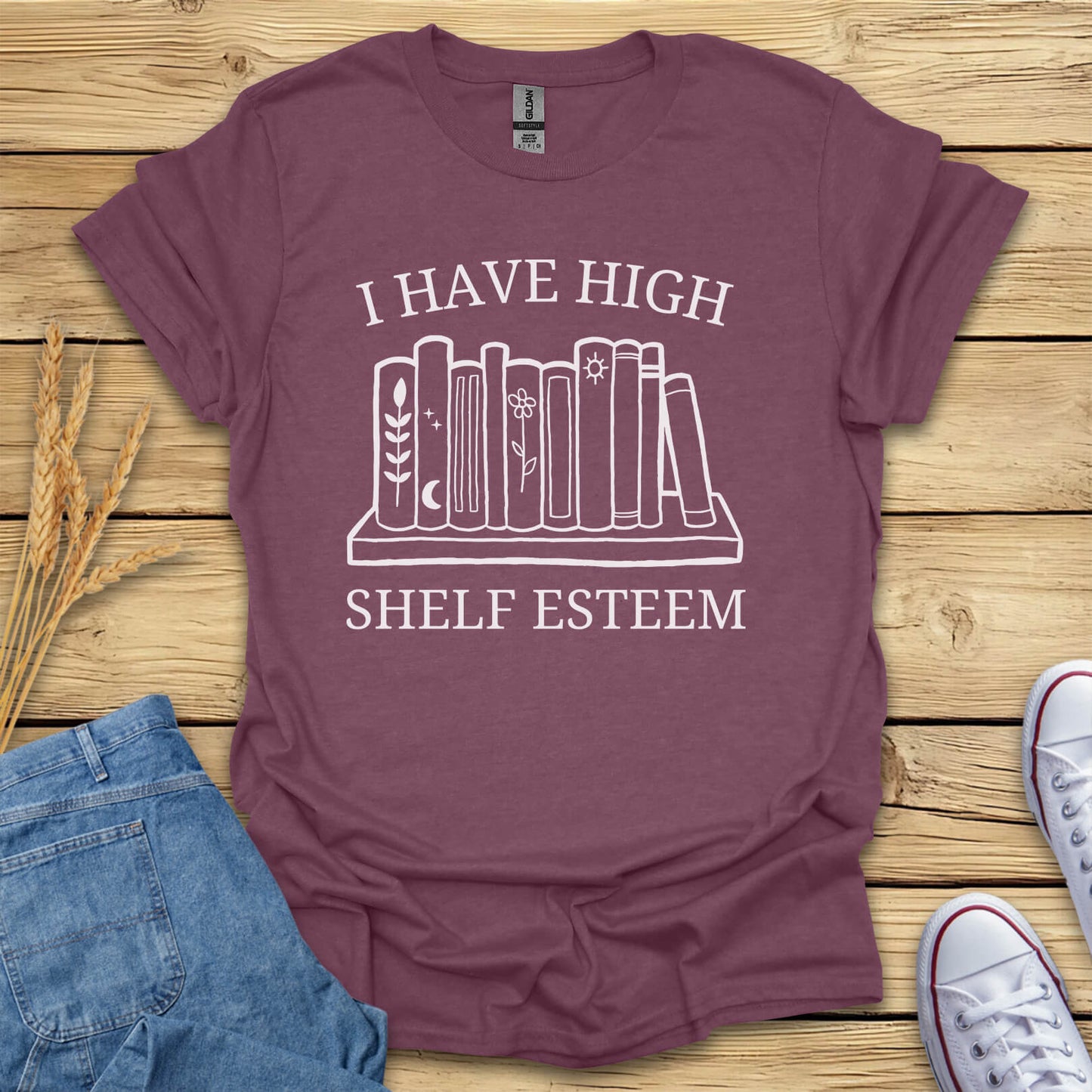 I Have High Shelf Esteem Funny Book T-Shirt