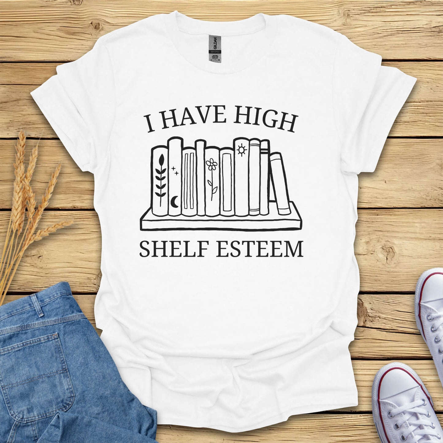 I Have High Shelf Esteem Funny Book T-Shirt