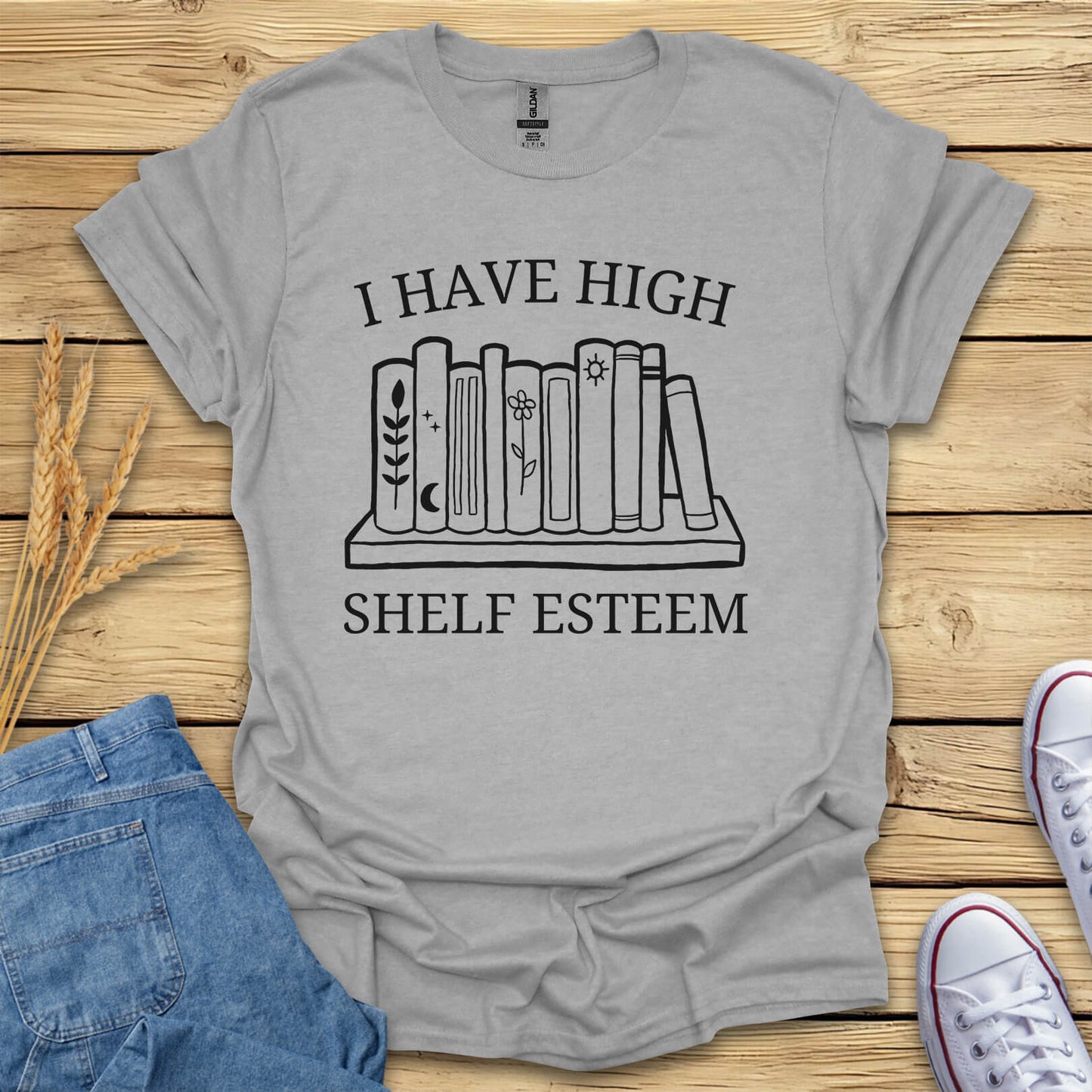 I Have High Shelf Esteem Funny Book T-Shirt