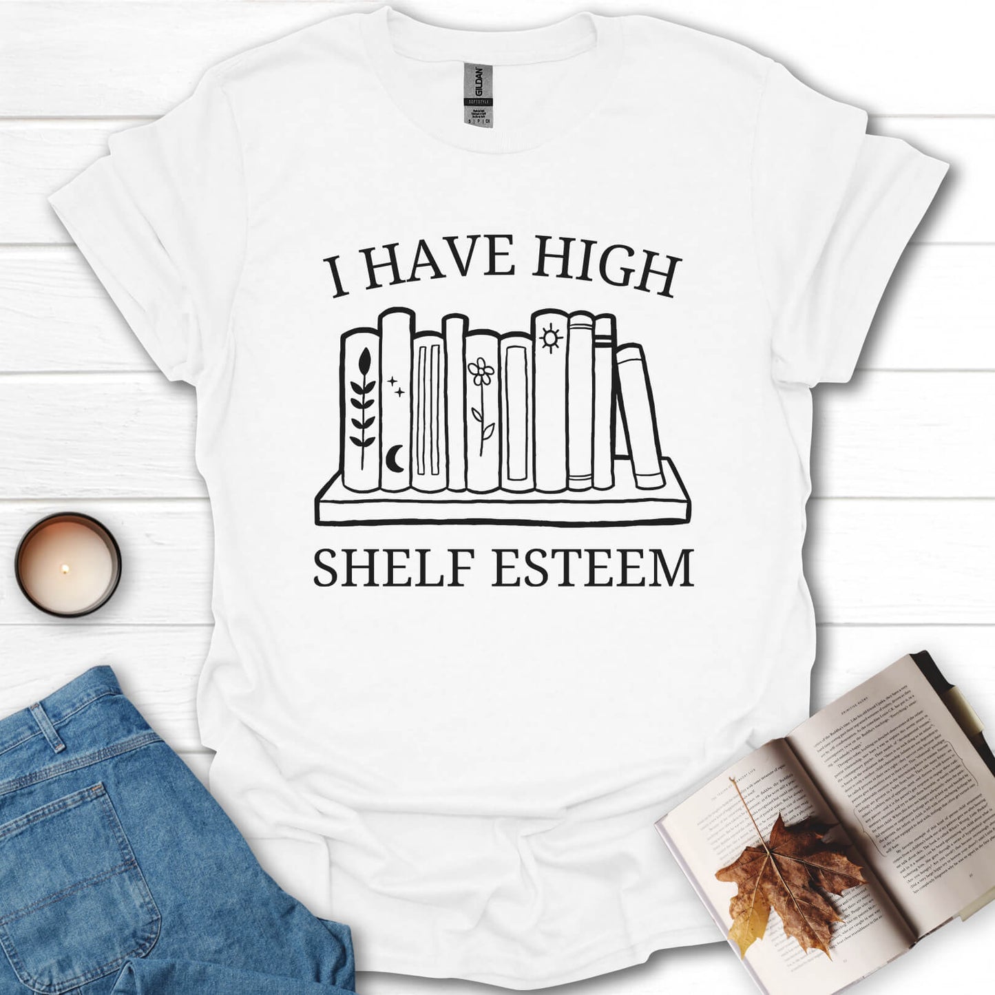 I Have High Shelf Esteem Funny Book T-Shirt