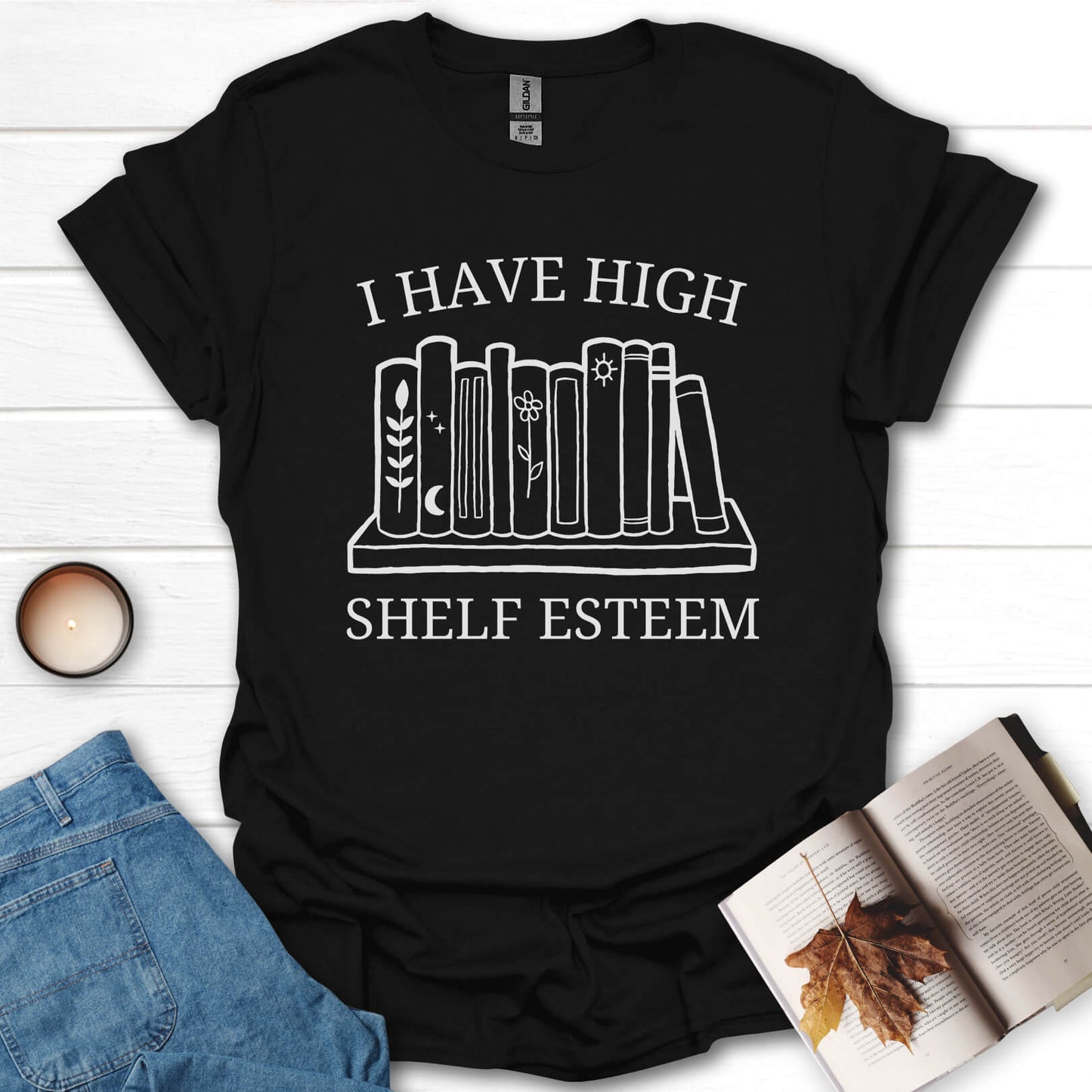 I Have High Shelf Esteem Funny Book T-Shirt