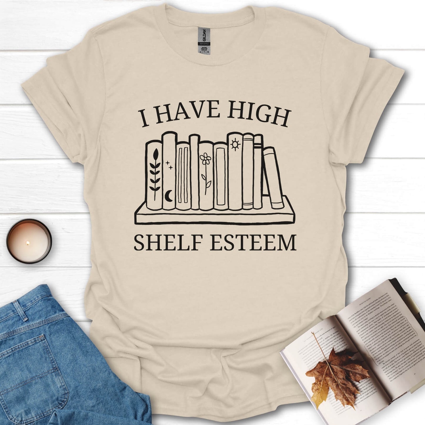 I Have High Shelf Esteem Funny Book T-Shirt